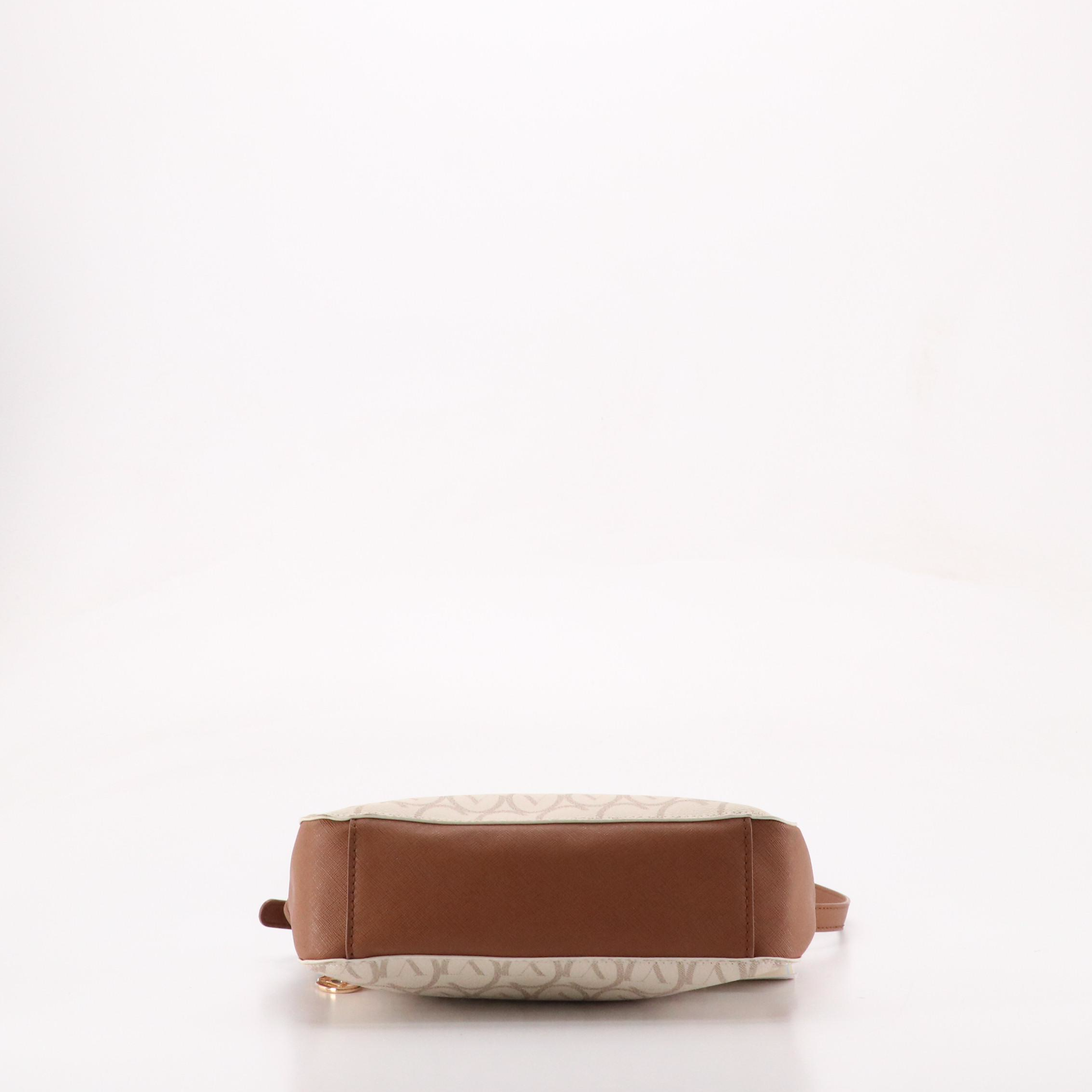 Gianni Valentino Crossbody Bag in Monogram Canvas and Brown Leather Trim