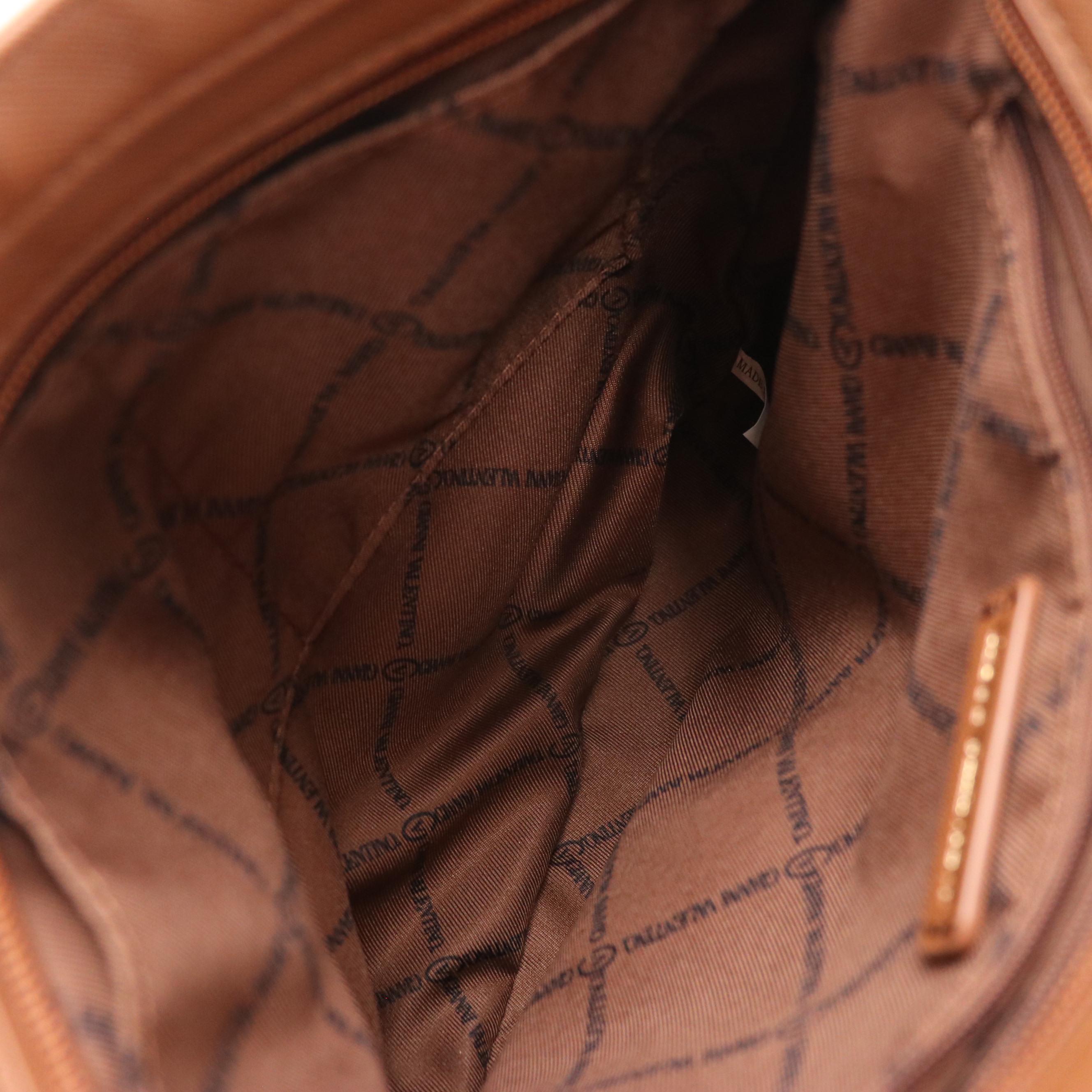 Gianni Valentino Crossbody Bag in Monogram Canvas and Brown Leather Trim