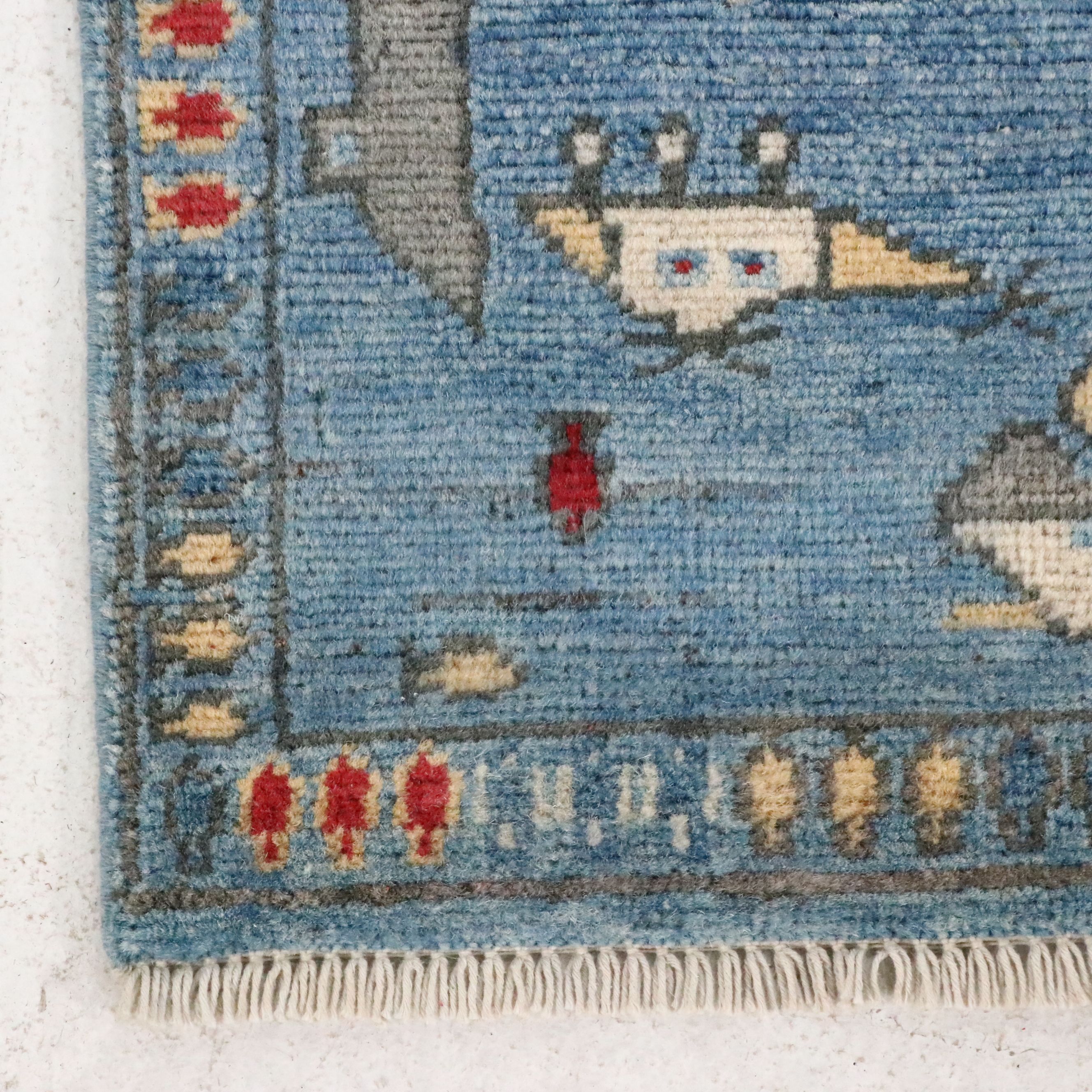 2'10 x 9' Hand-Knotted Pakistani Pictorial War Carpet Runner