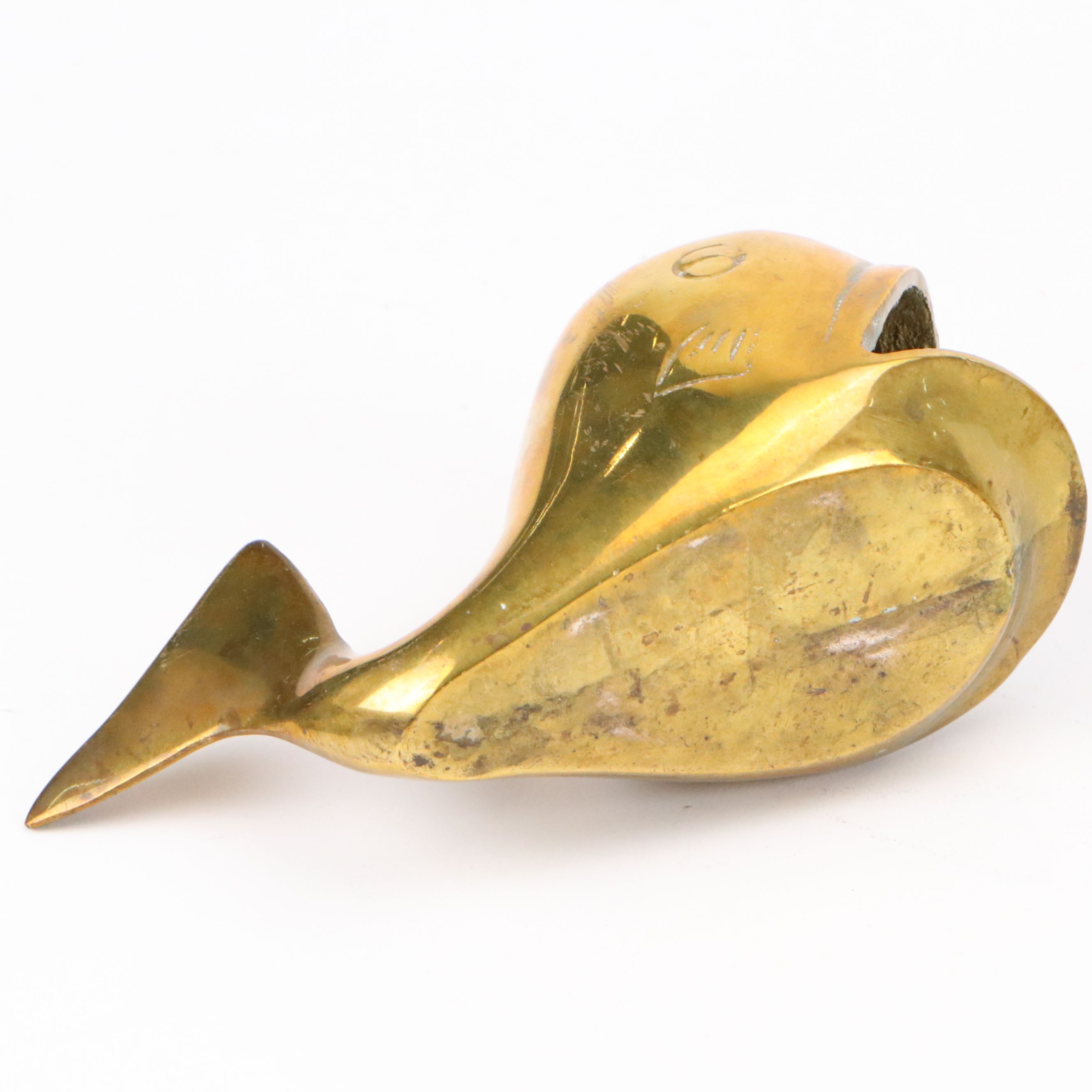Mid Century Modern Brass Whale Ashtrays