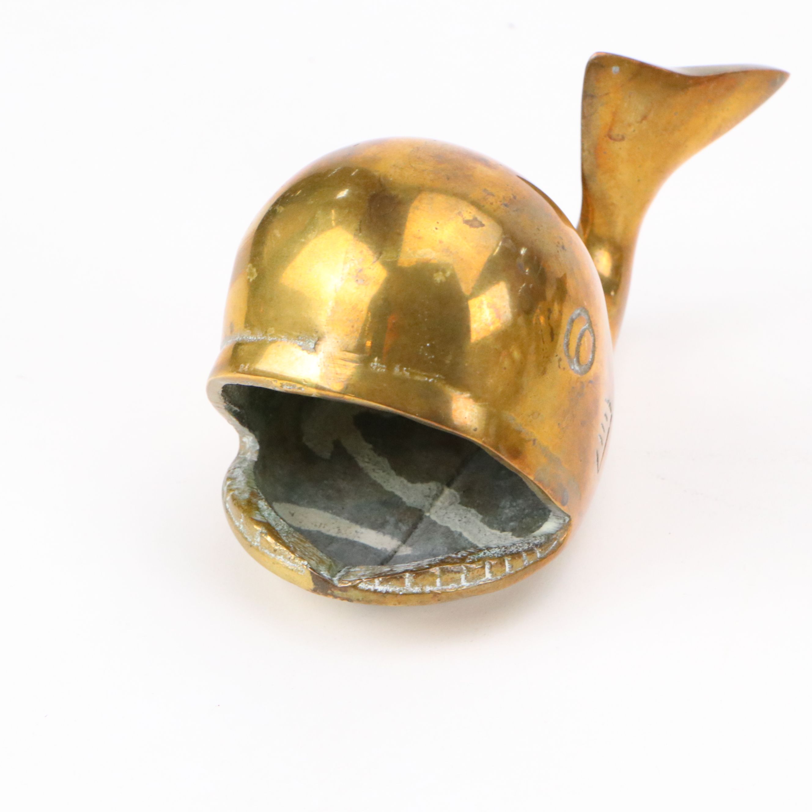 Mid Century Modern Brass Whale Ashtrays