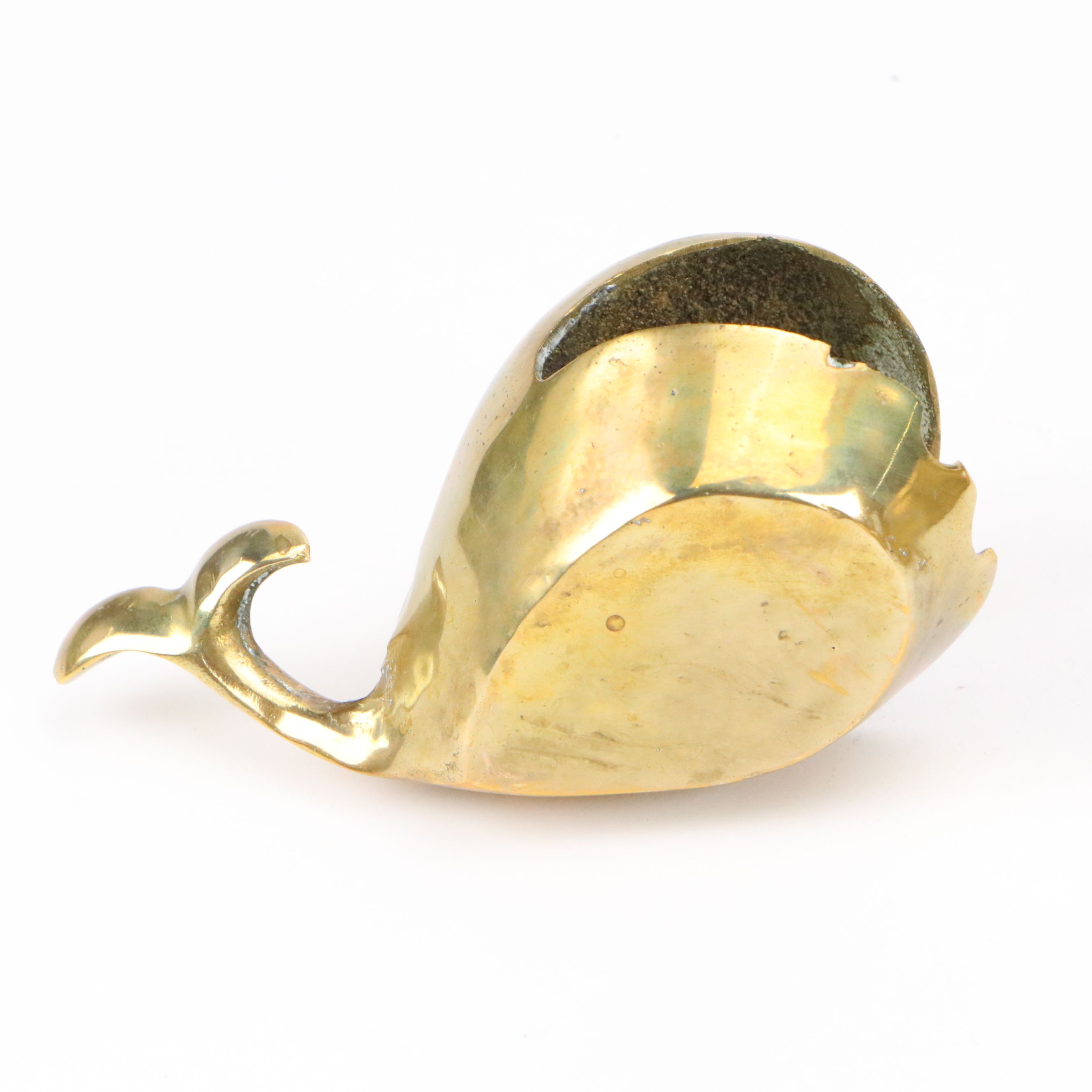 Mid Century Modern Brass Whale Ashtrays