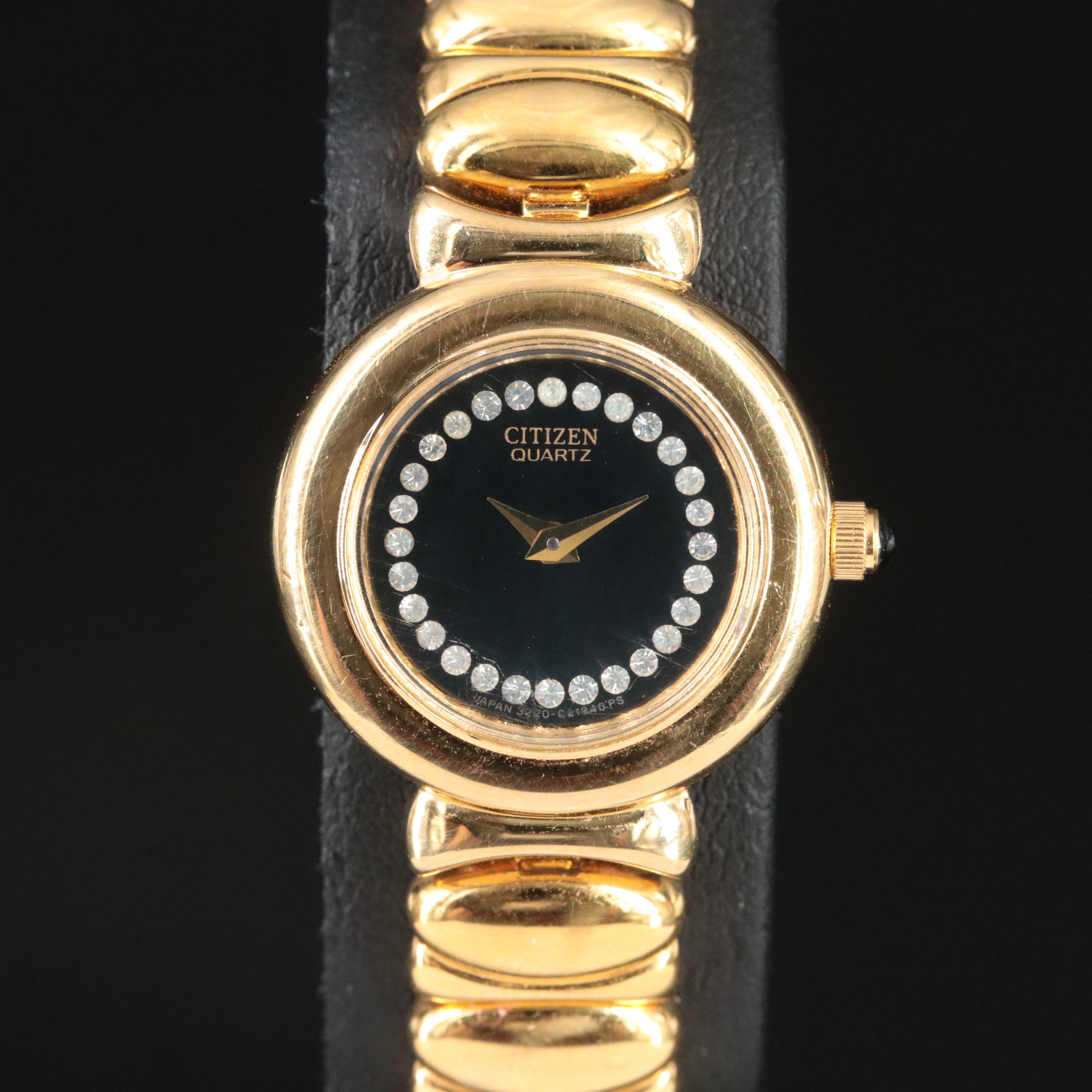 Citizen Quartz Glass Crystals Black Dial Watch