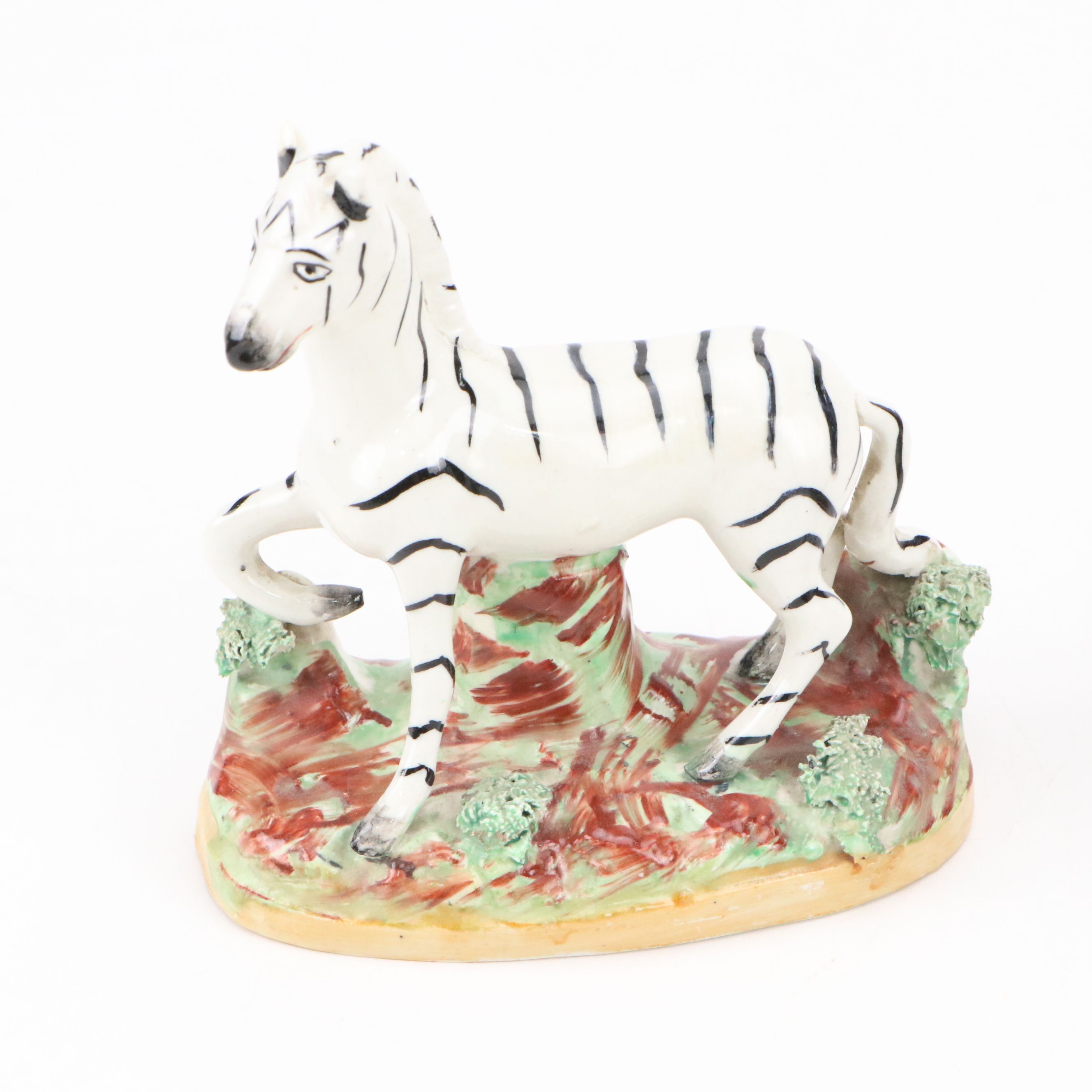 Staffordshire Earthenware Zebra Figurines, 19th Century