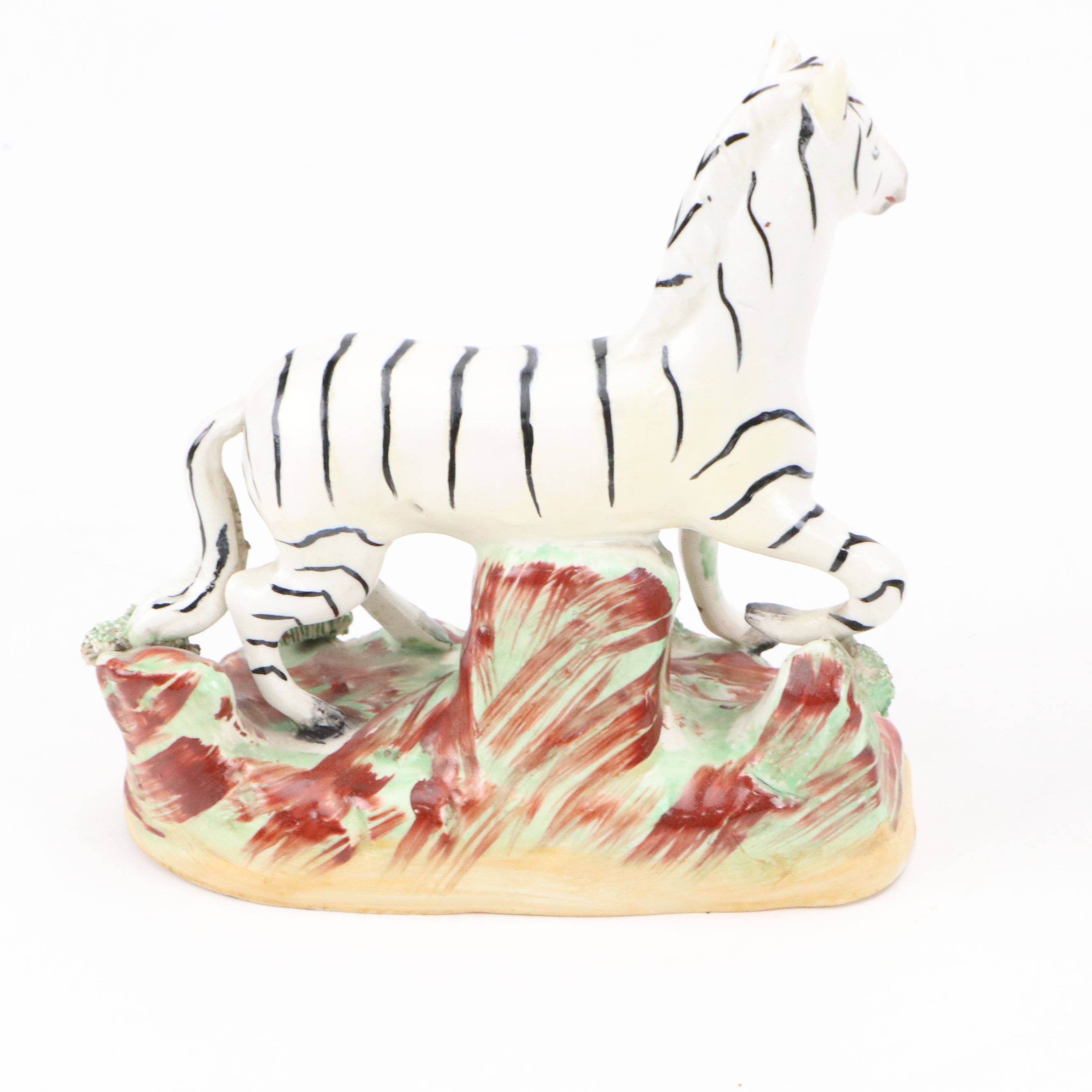 Staffordshire Earthenware Zebra Figurines, 19th Century