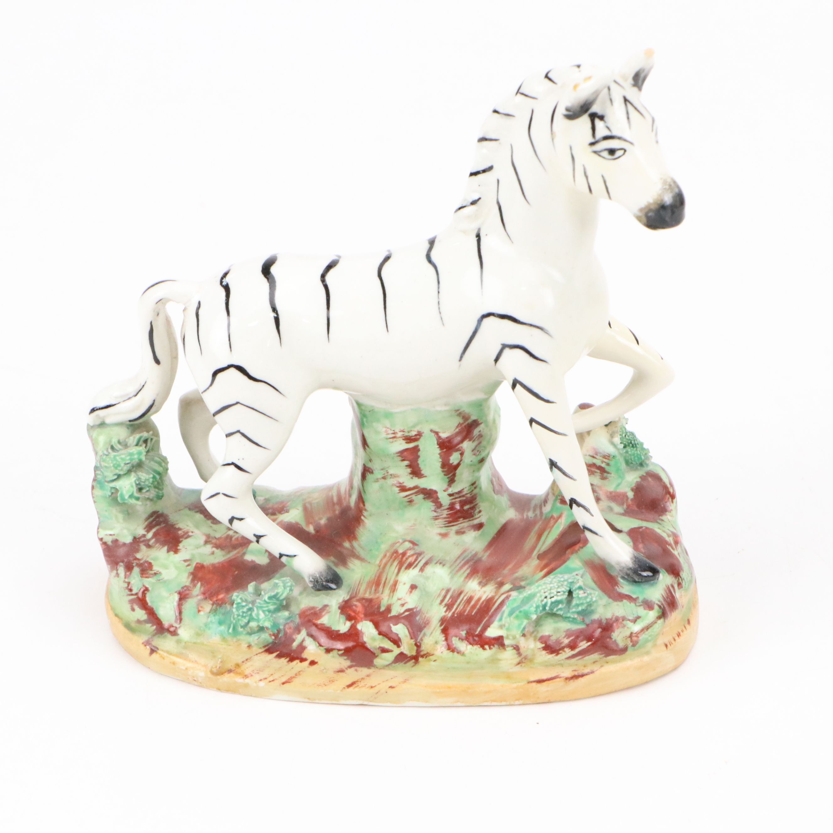 Staffordshire Earthenware Zebra Figurines, 19th Century