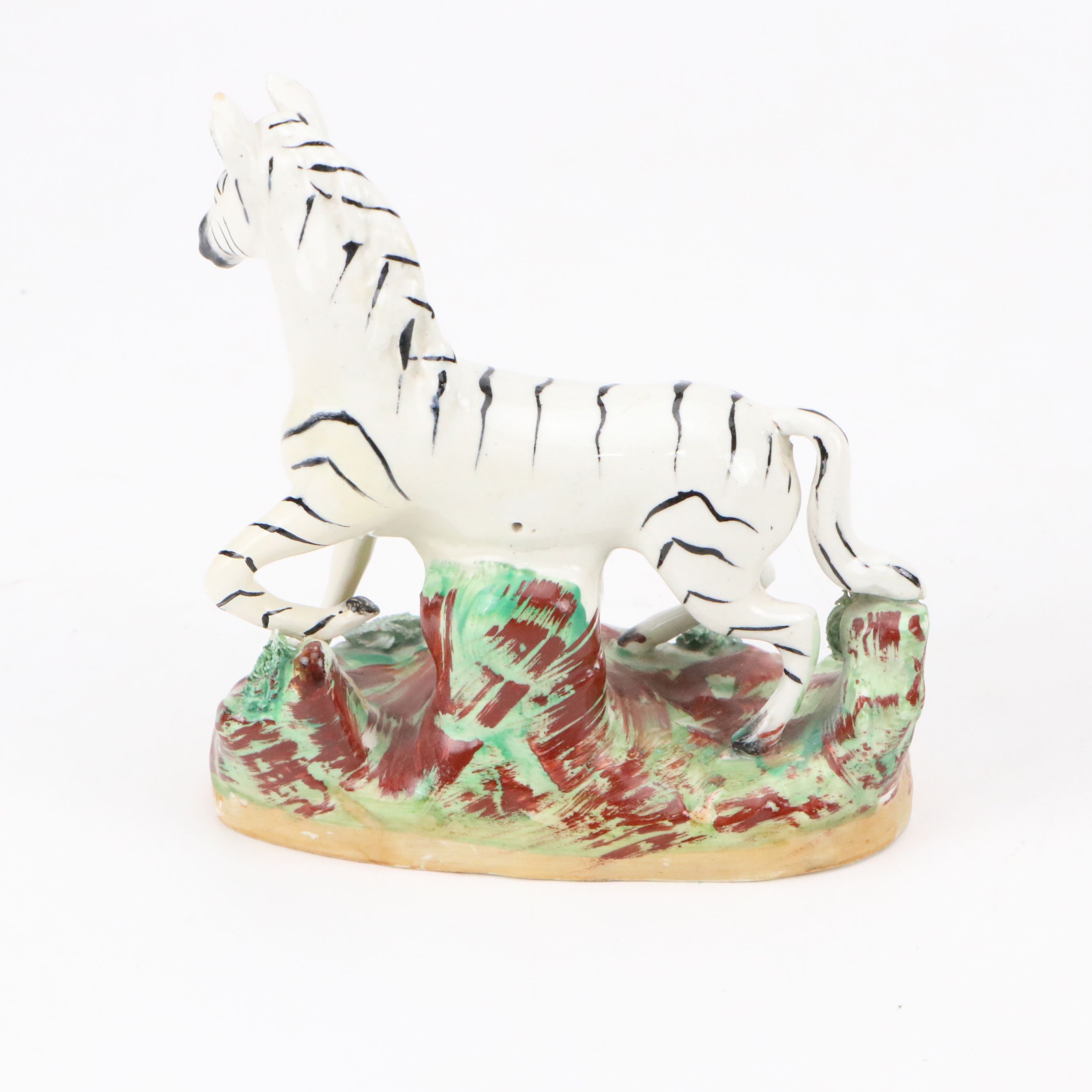 Staffordshire Earthenware Zebra Figurines, 19th Century