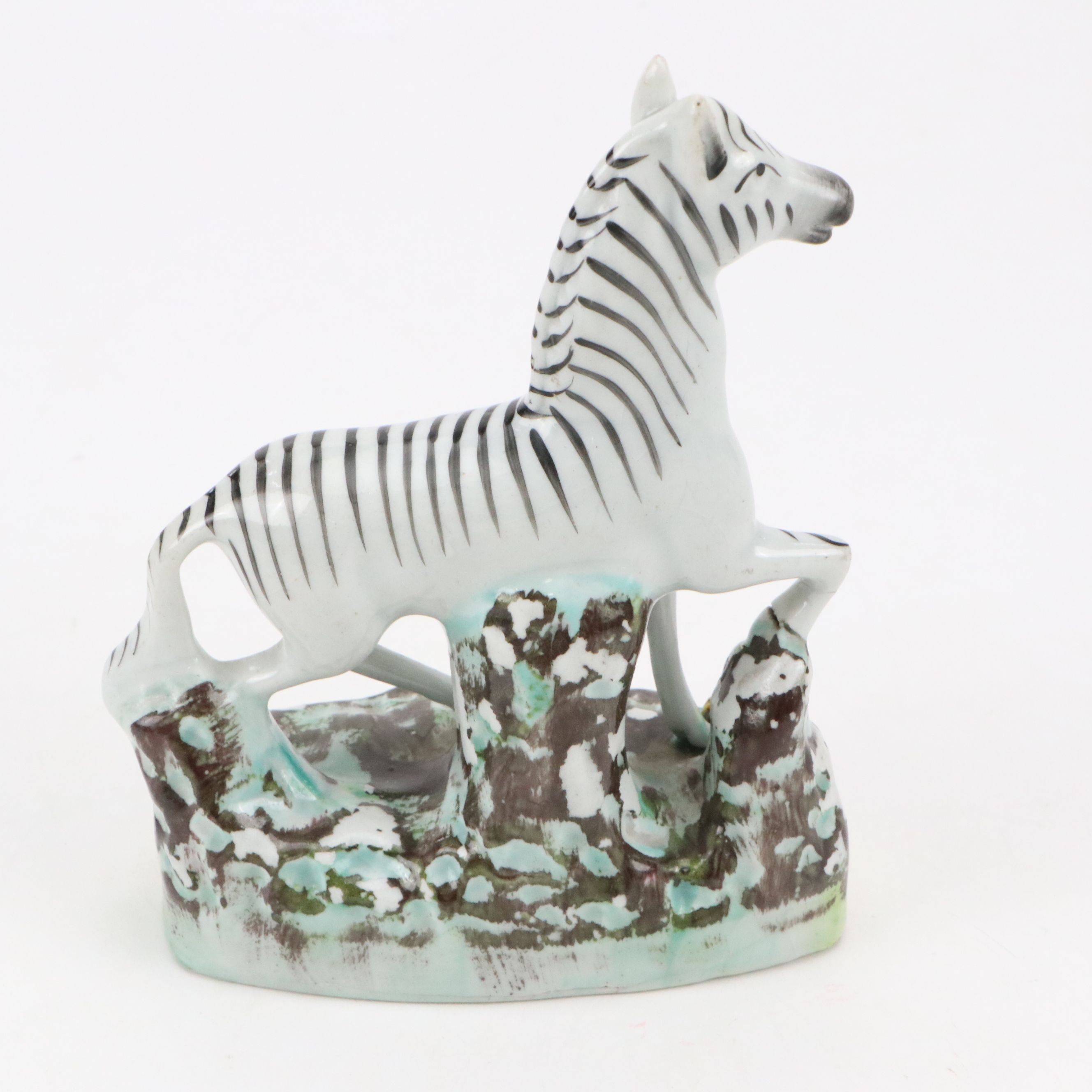 Staffordshire Earthenware Zebra Figurines, 19th Century