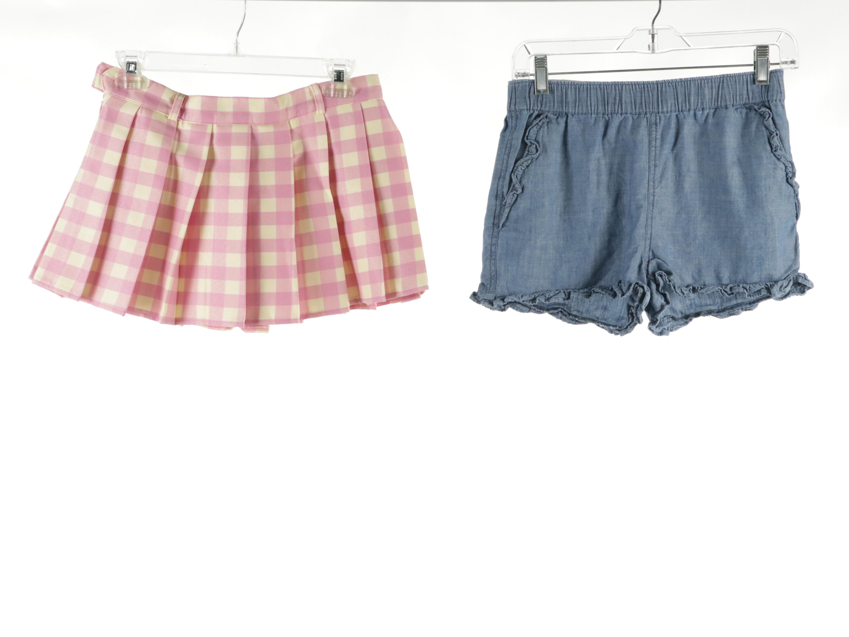 Shorts, Miniskirt, and Skorts in Various Colors, Gingham, and Check