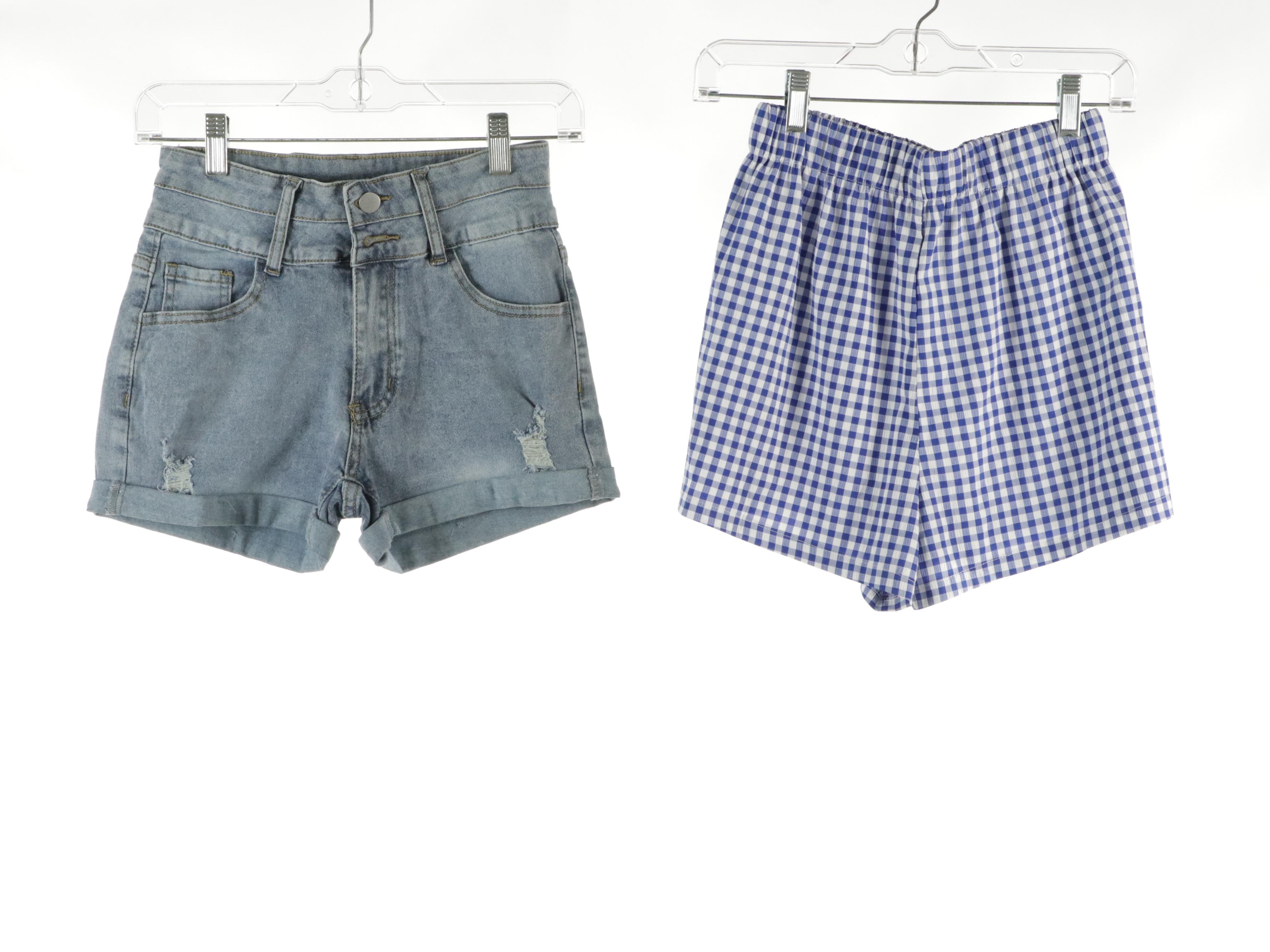 Shorts, Miniskirt, and Skorts in Various Colors, Gingham, and Check