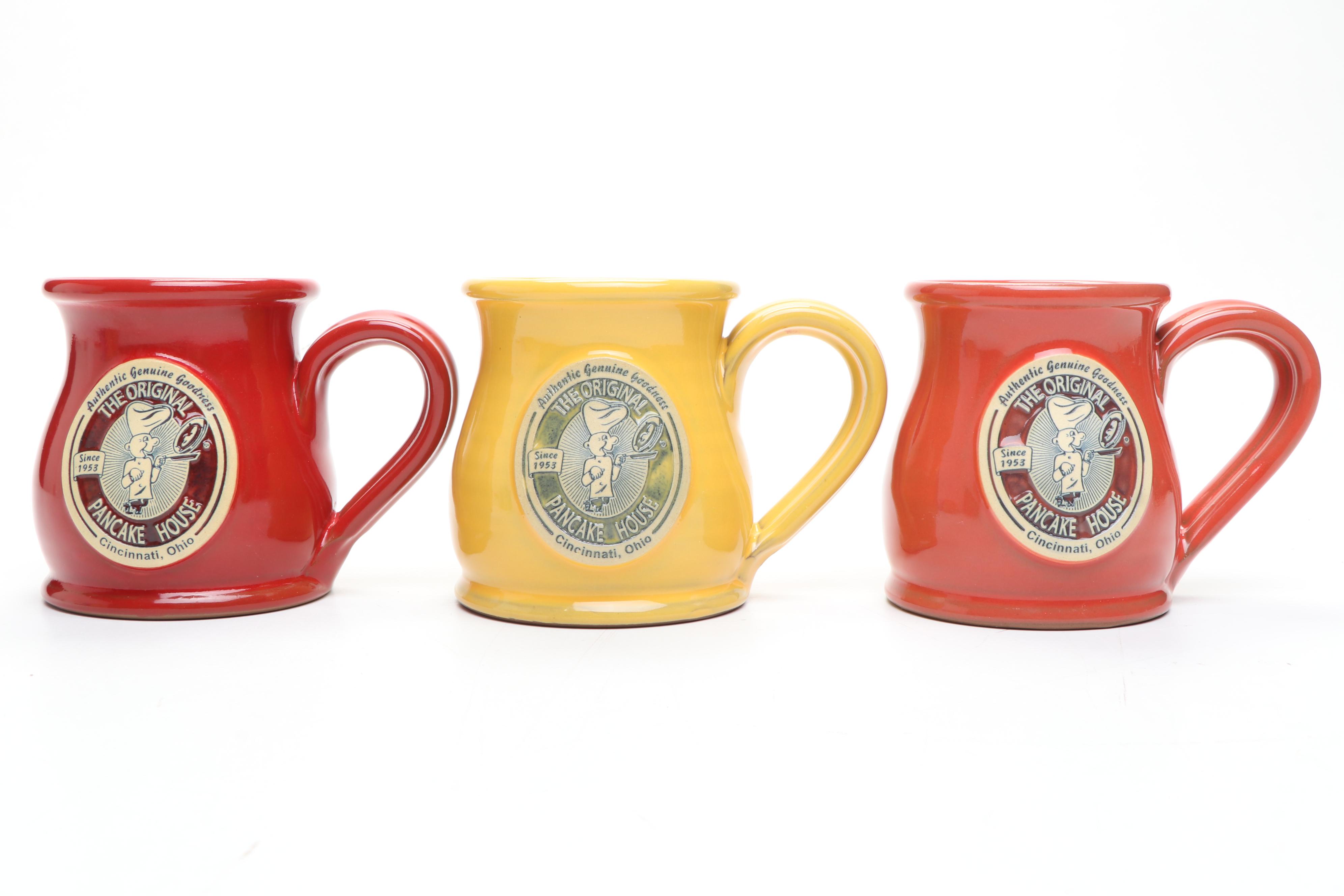 Deneen Pottery Cincinnati Pancake House Ceramic Coffee Mugs