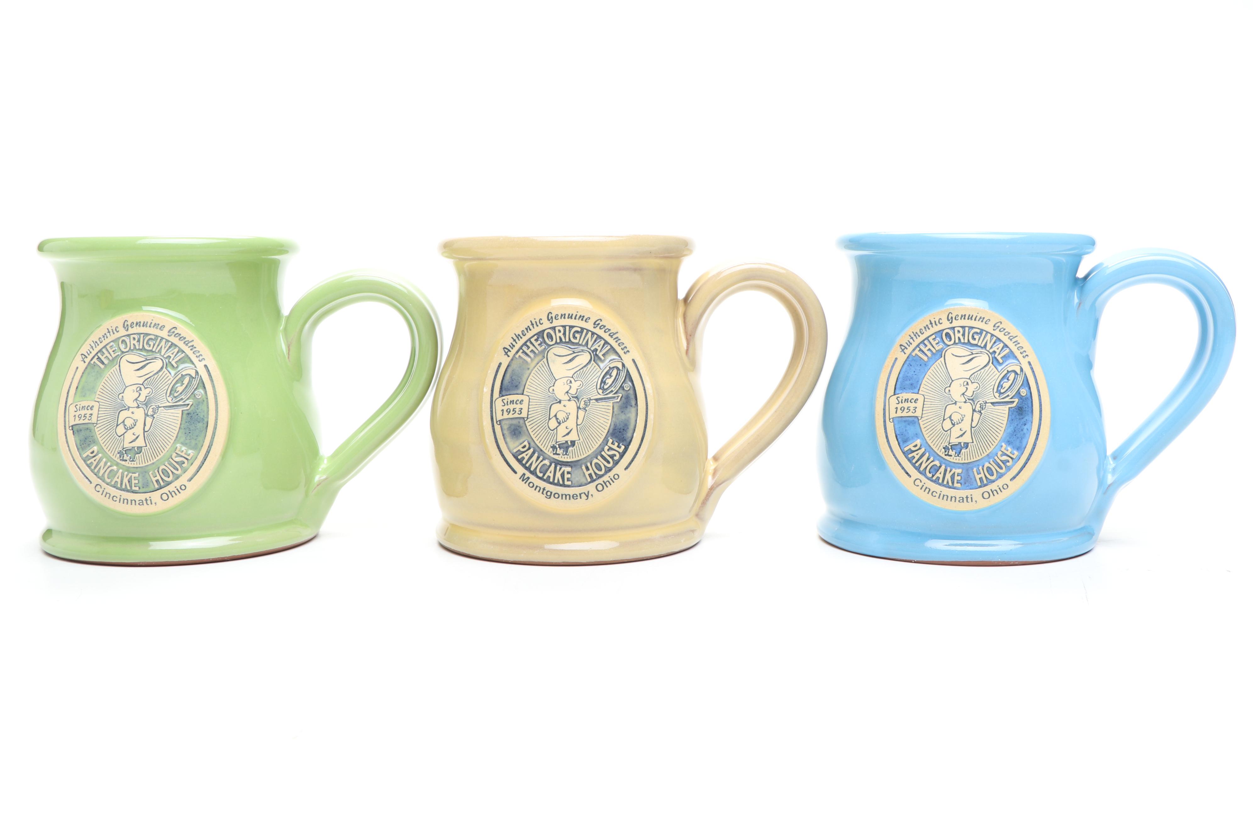 Deneen Pottery Cincinnati Pancake House Ceramic Coffee Mugs