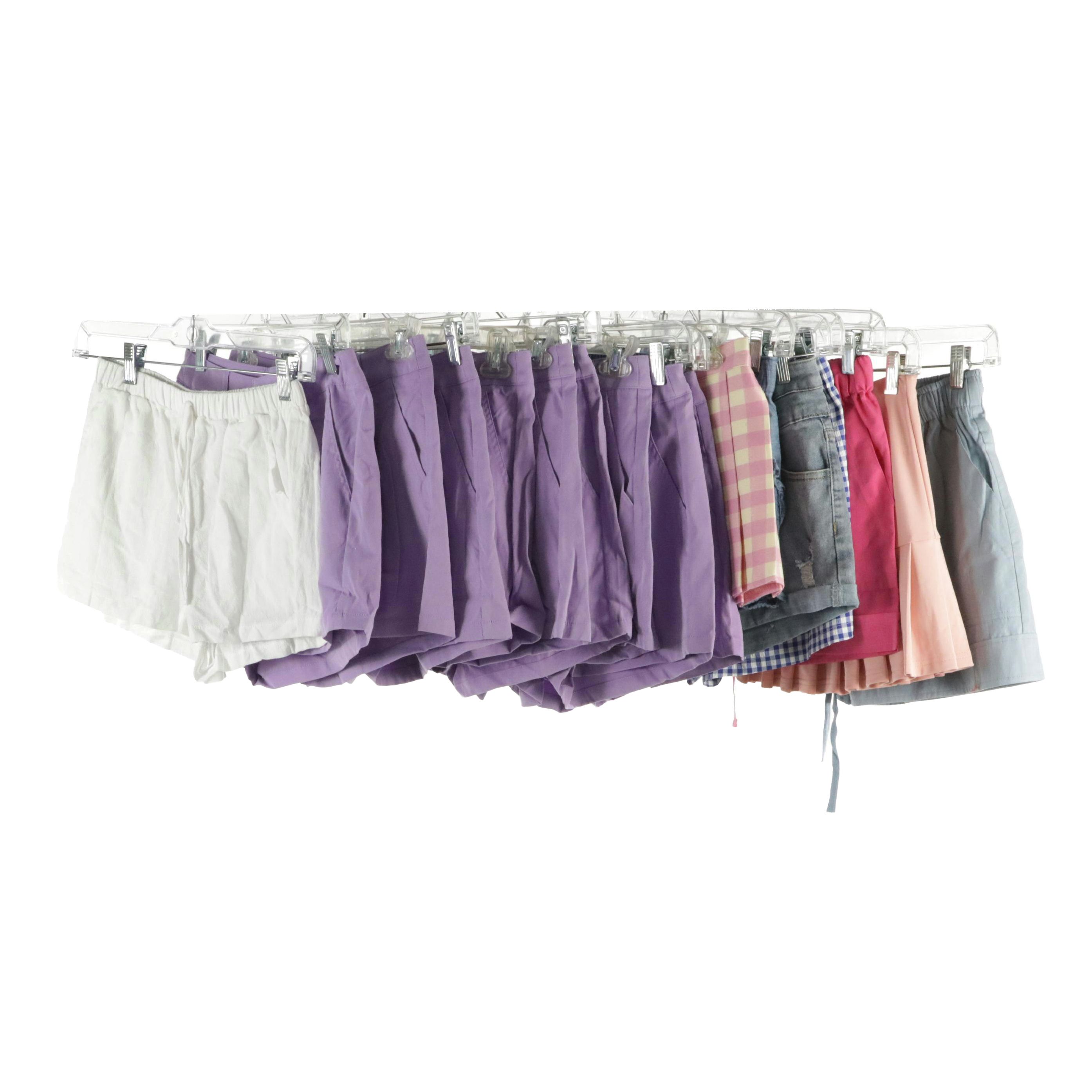 Shorts, Miniskirt, and Skorts in Various Colors, Gingham, and Check