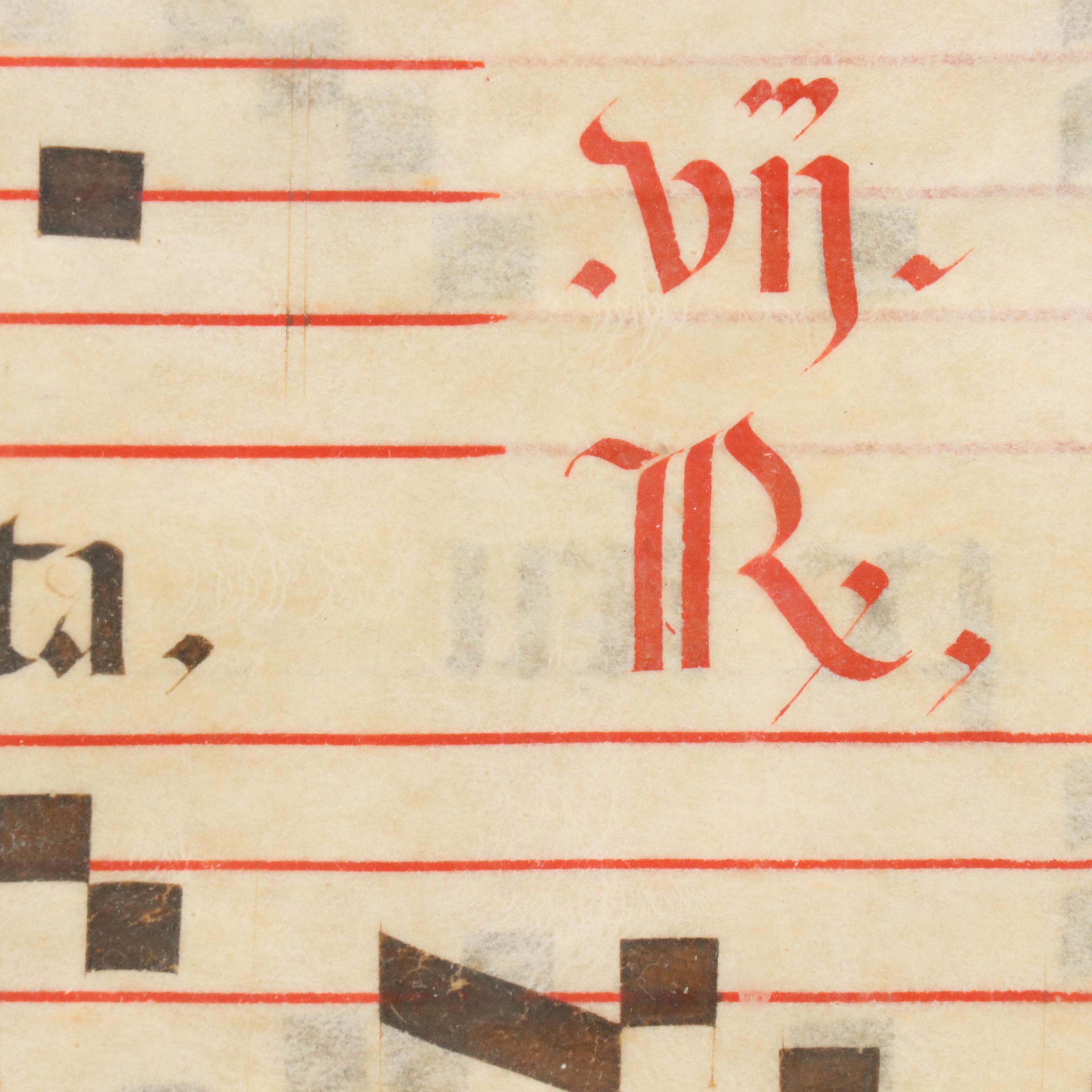 Illuminated Spanish Antiphonal Leaf on Vellum, Circa Mid-16th Century