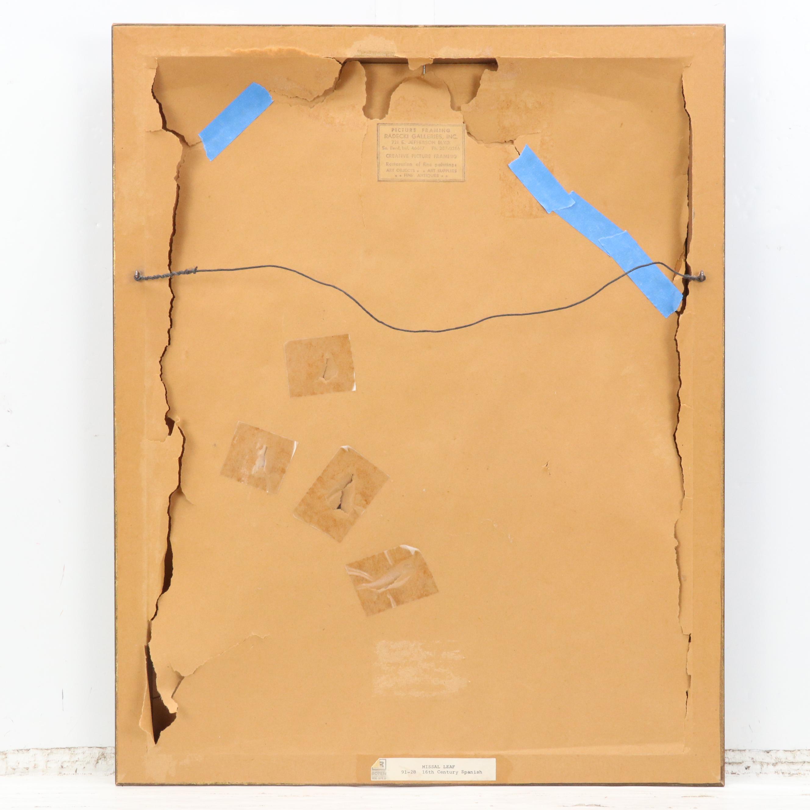 Illuminated Spanish Antiphonal Leaf on Vellum, Circa Mid-16th Century