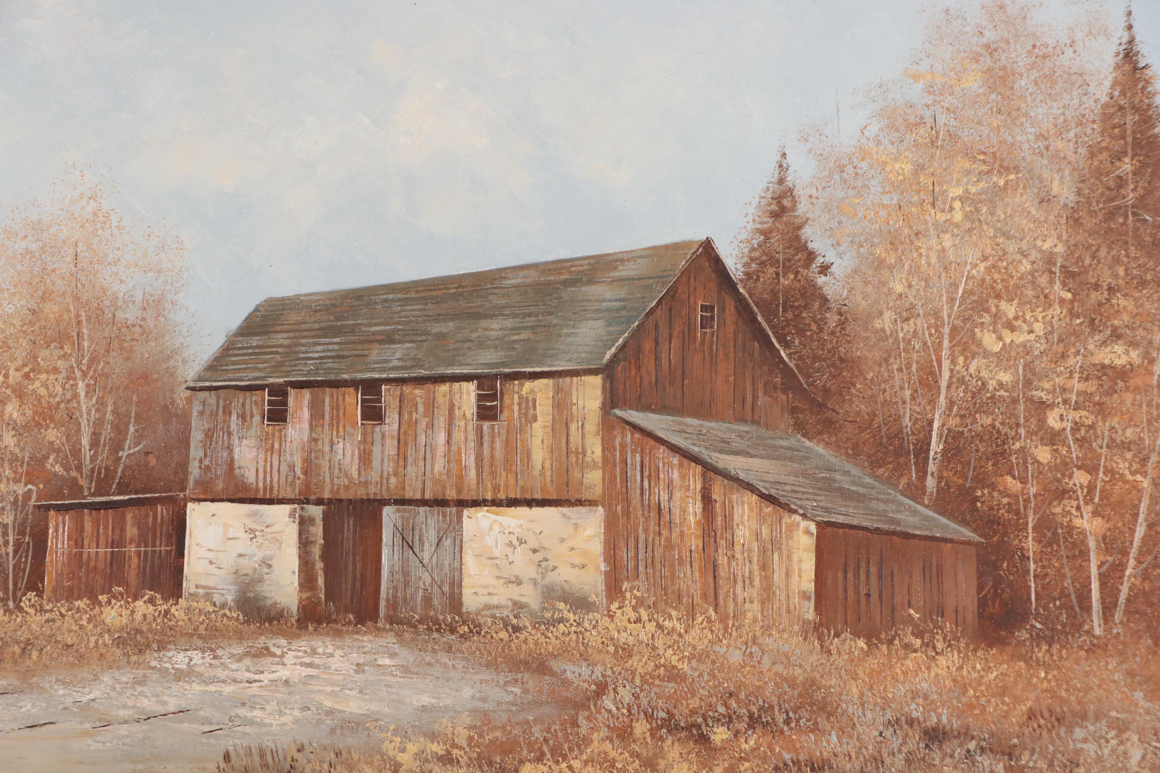 Clemann Late Autumnal Rural Landscape Oil Painting, Late 20th Century