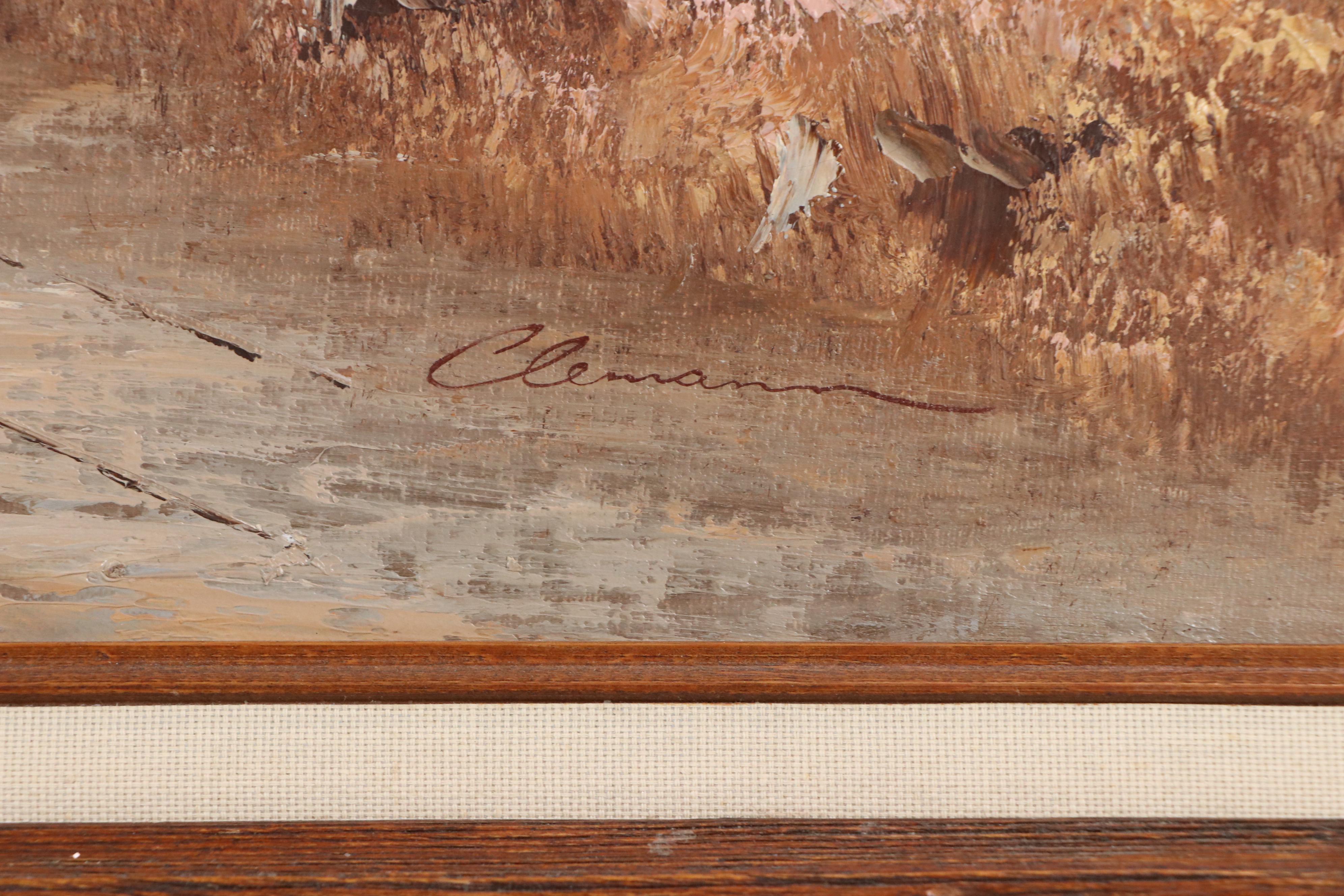 Clemann Late Autumnal Rural Landscape Oil Painting, Late 20th Century