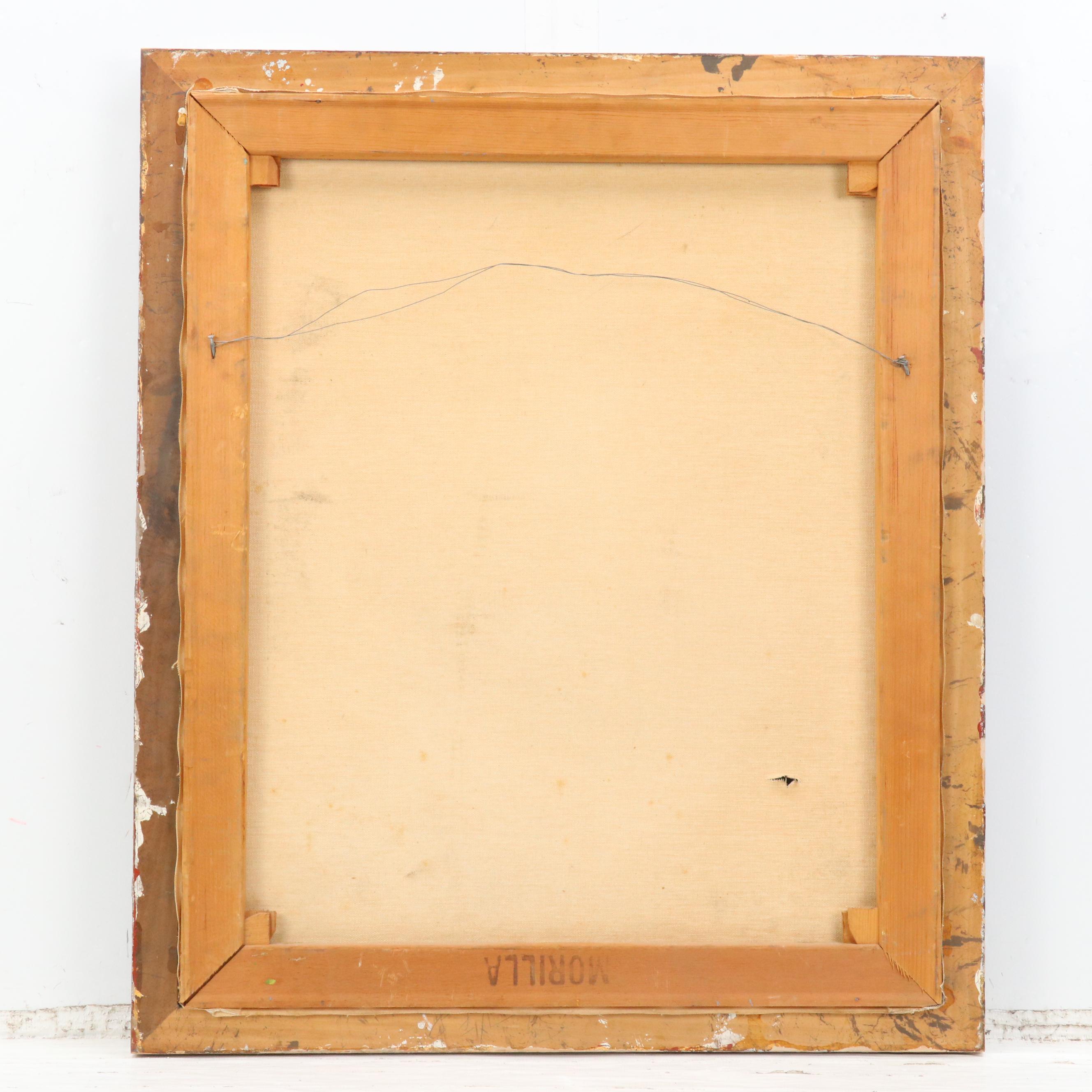 Forest Landscape Oil Painting of Waterfall with Rainbow, Late 20th Century