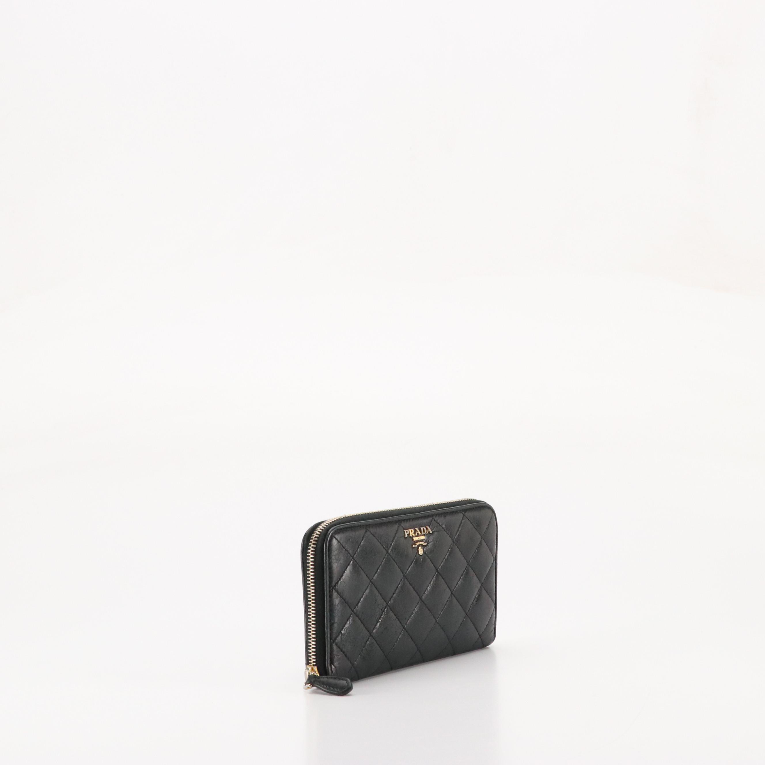 Prada Zip Around Wallet 1M0506 in Antiqued Leather