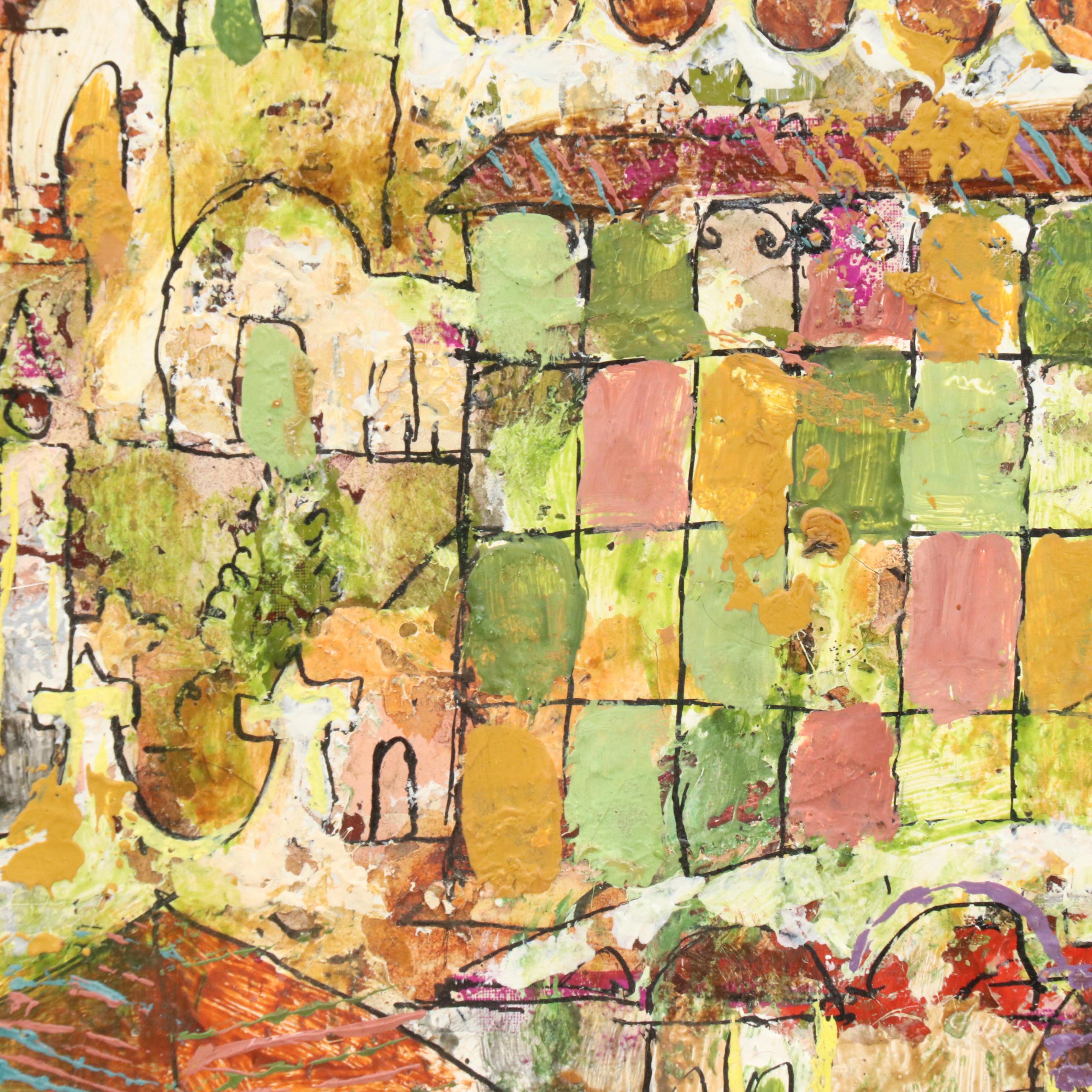 Jesus Ortiz Tajonar Cityscape Oil Painting, Mid to Late 20th Century