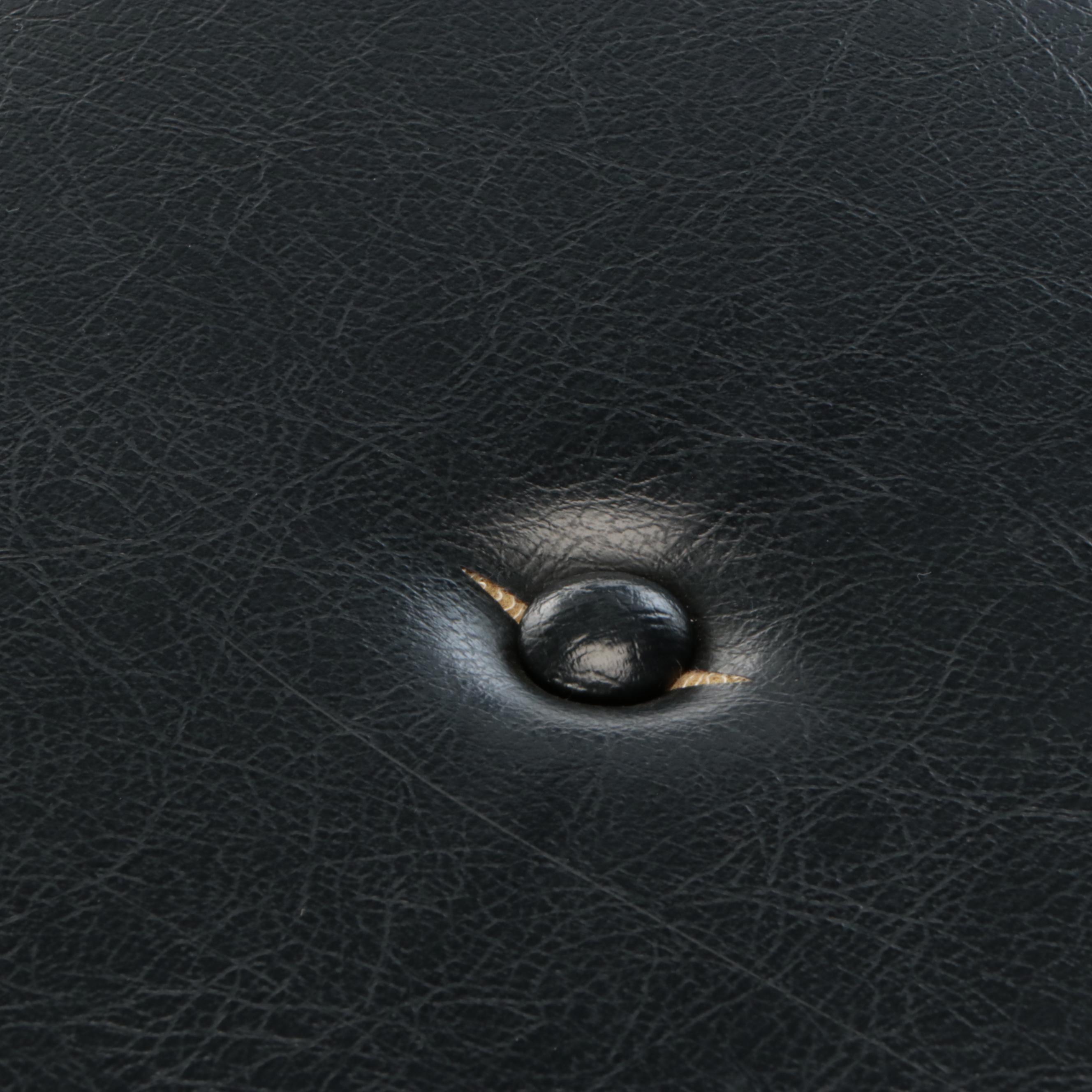 Pair of Koch Mid Century Modern Style Brass and Faux Leather Stools