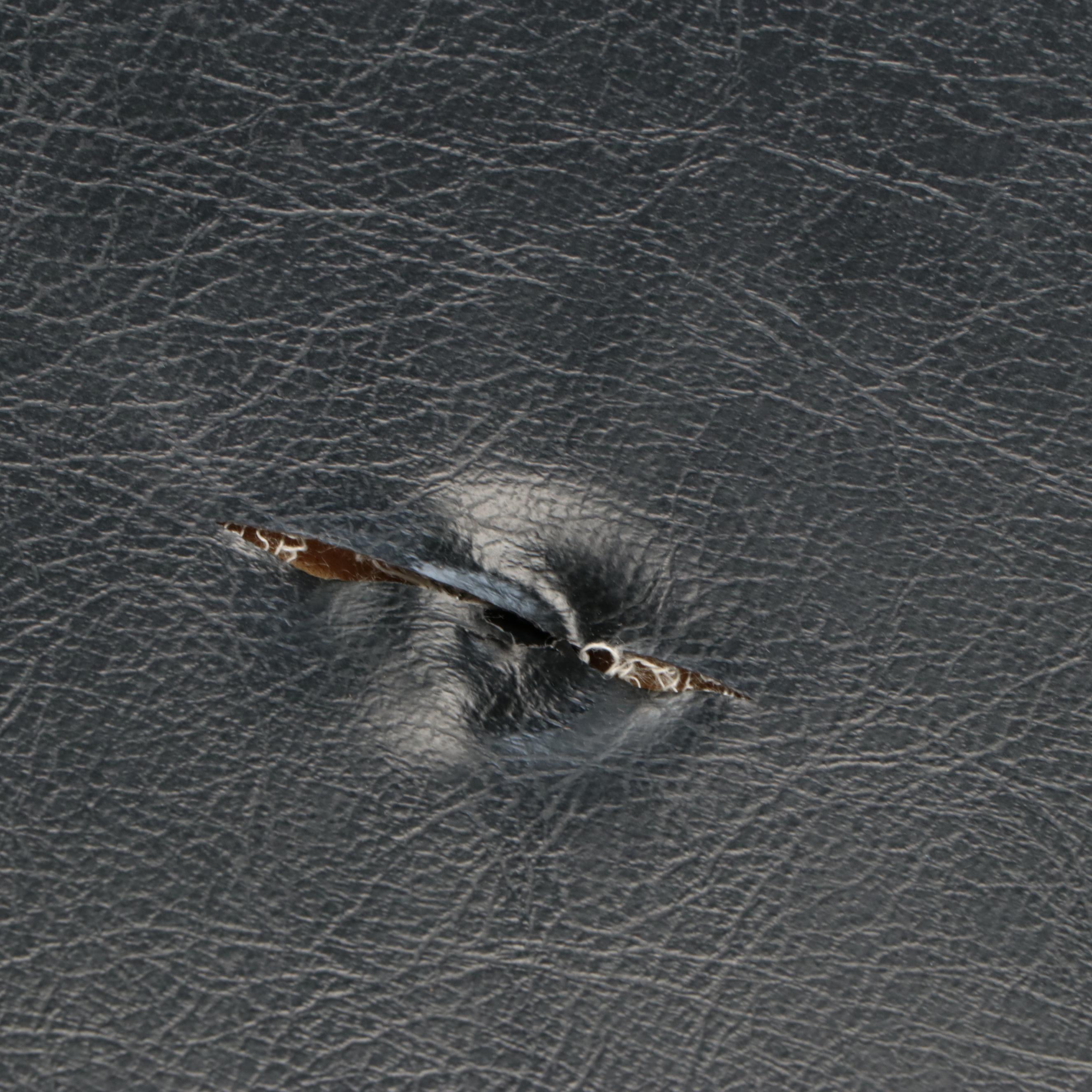 Pair of Koch Mid Century Modern Style Brass and Faux Leather Stools