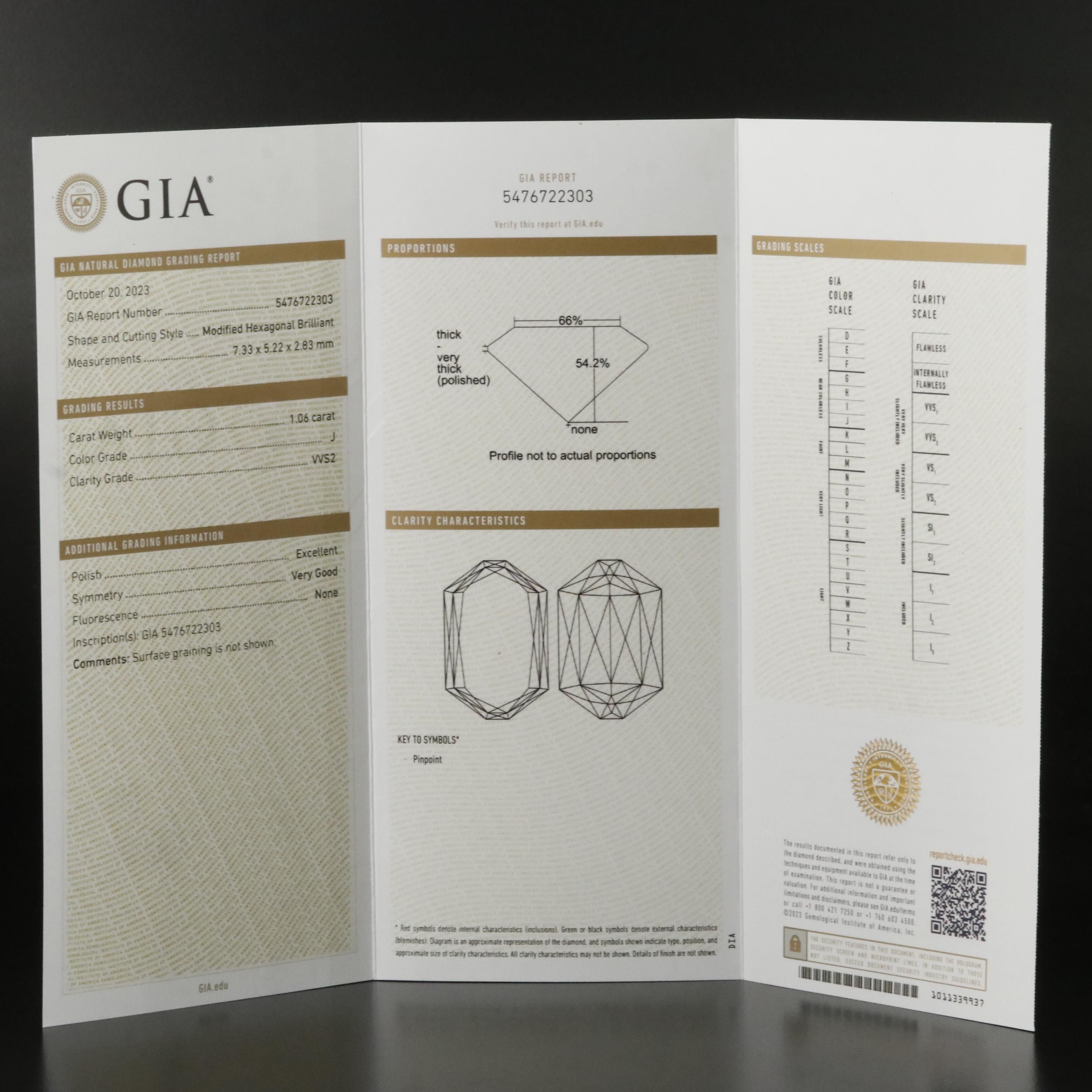 Loose 1.06 CT Diamond with GIA Report
