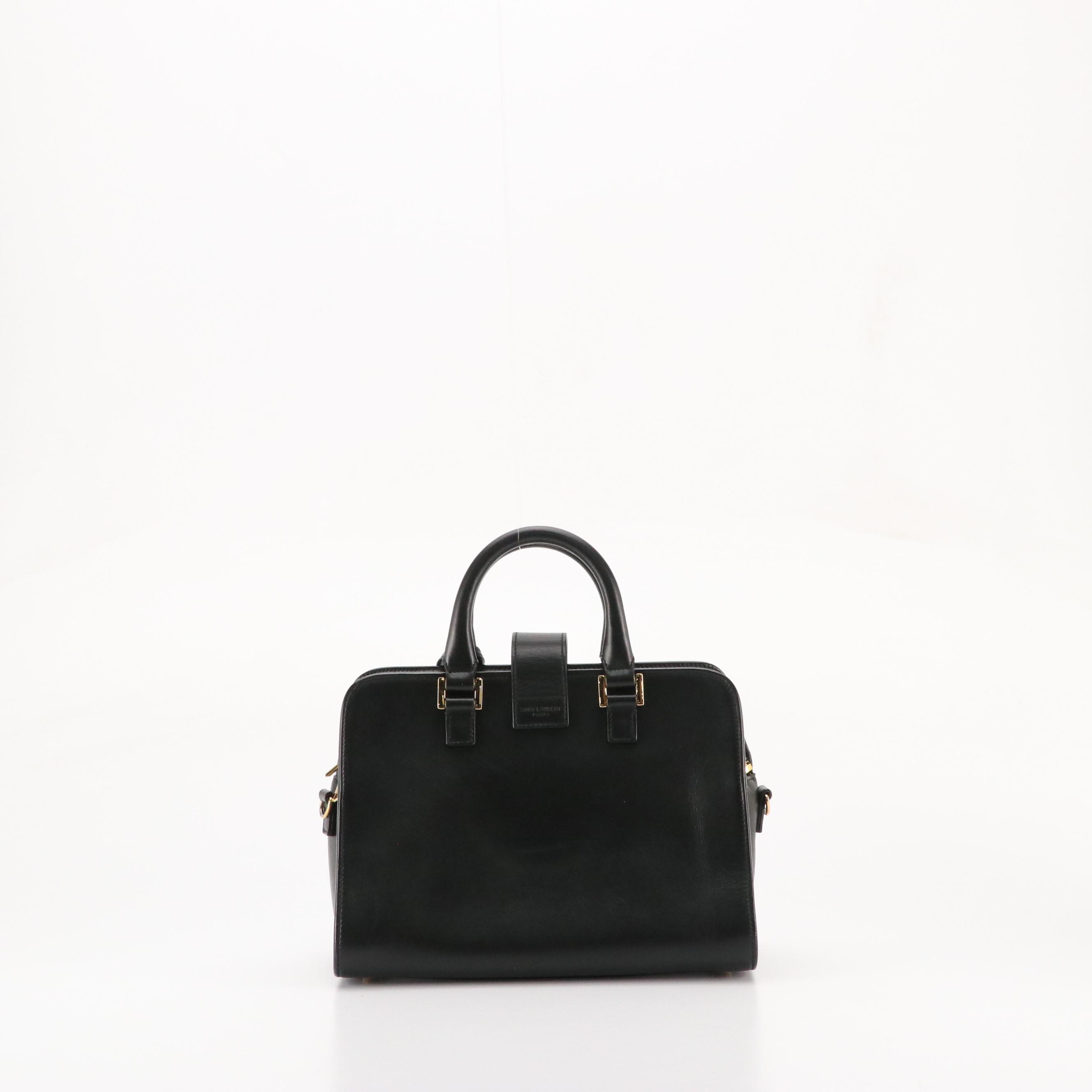 Saint Laurent YSL Sac Cabas Two-Way Bag in Black Calfskin Leather