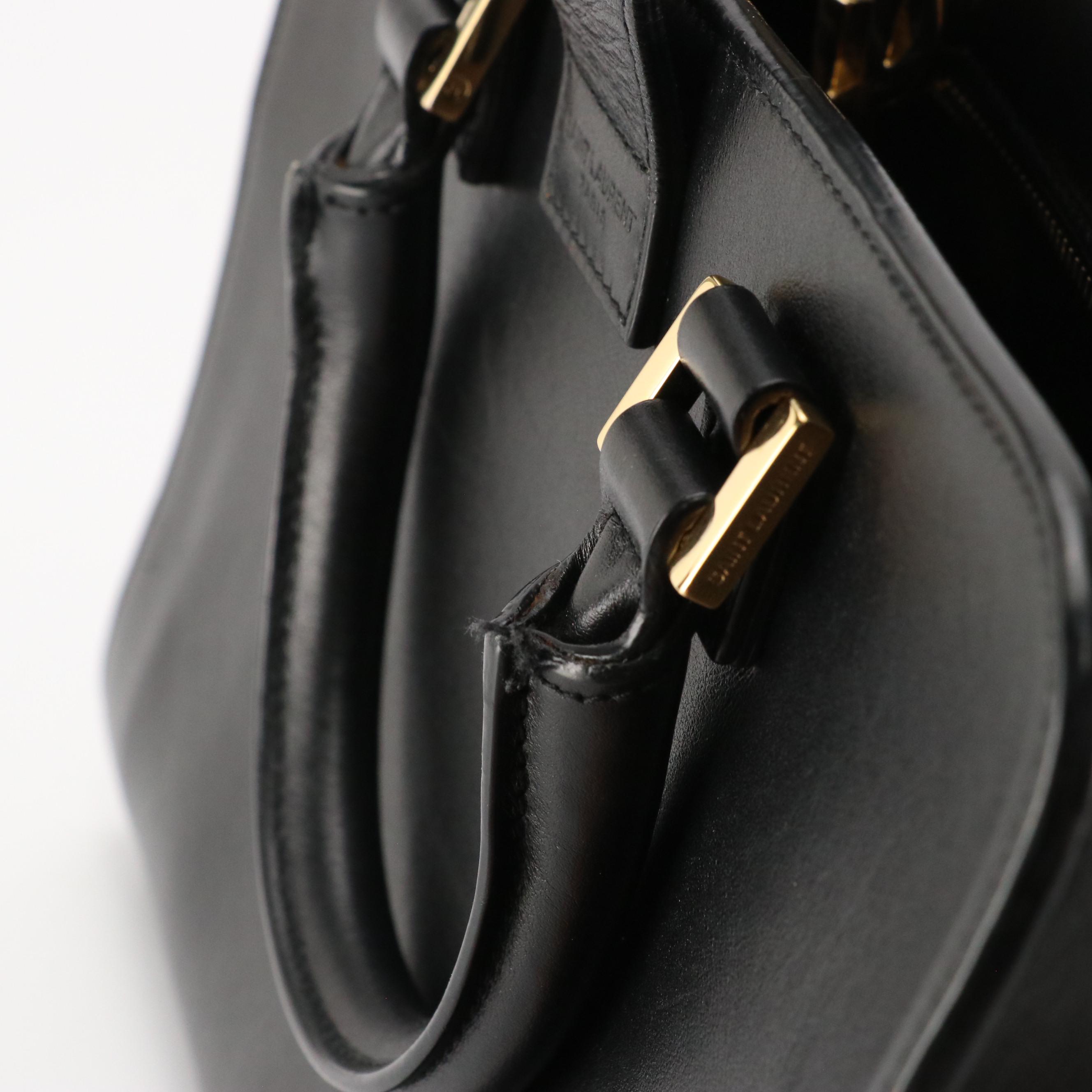 Saint Laurent YSL Sac Cabas Two-Way Bag in Black Calfskin Leather