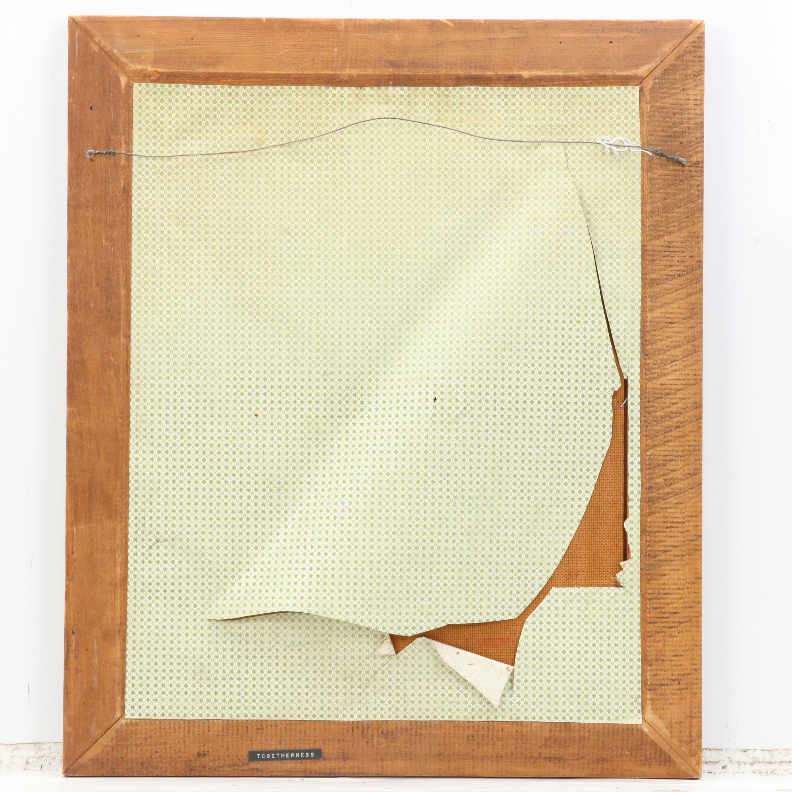 Surrealist Style Acrylic Painting of Couple "Togetherness," 1966