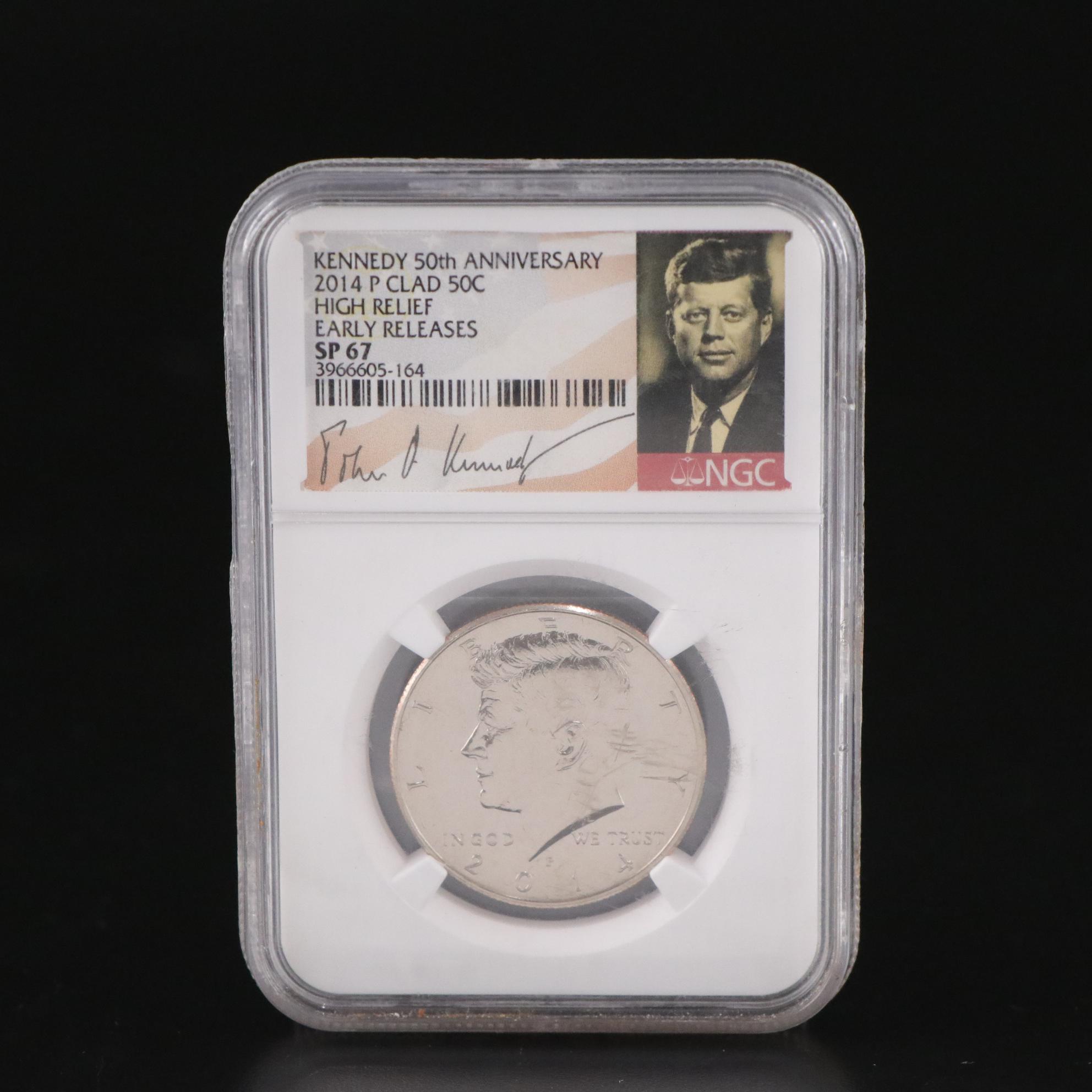 NGC SP70 Enhanced and SP 67 2014 Clad Kennedy Half Dollars