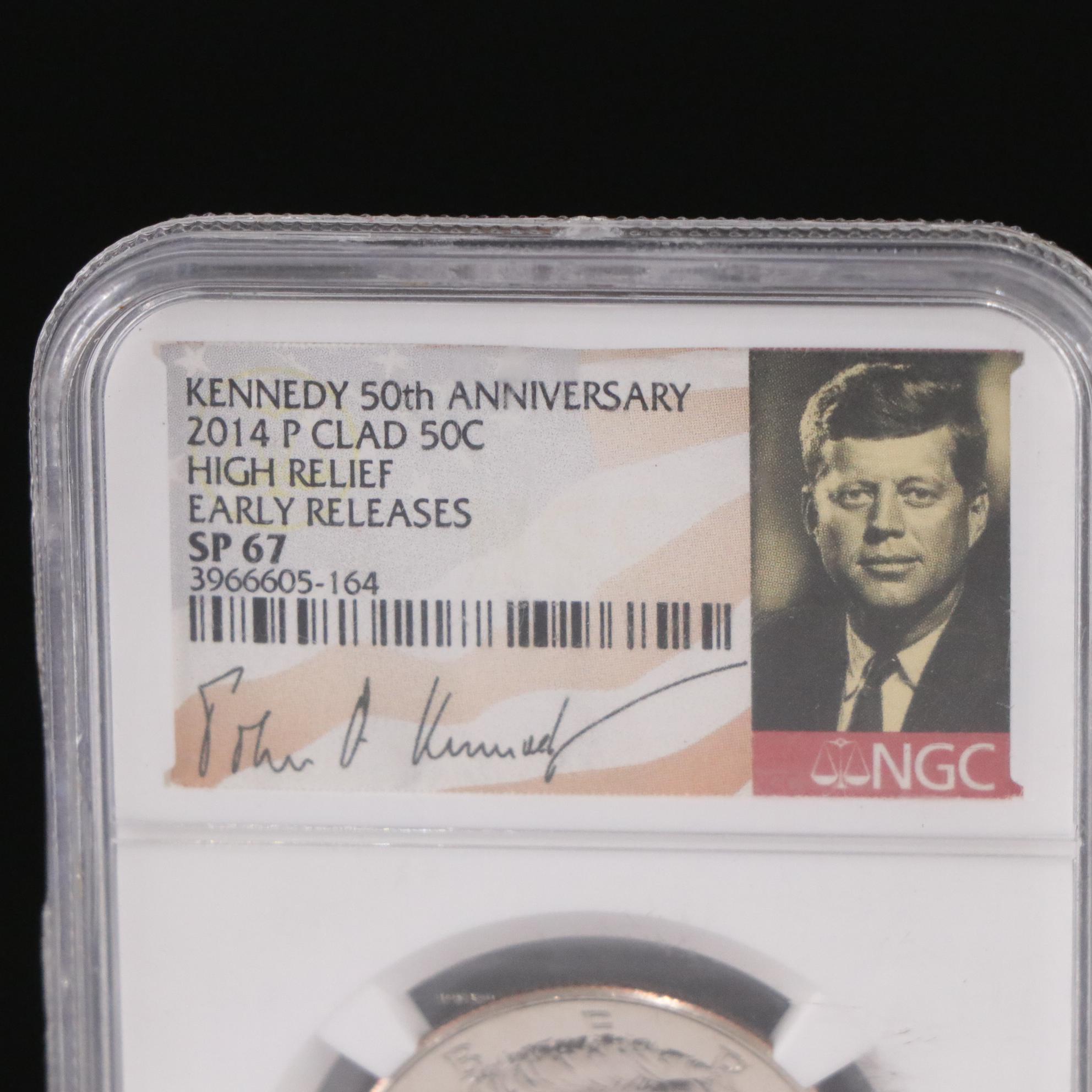 NGC SP70 Enhanced and SP 67 2014 Clad Kennedy Half Dollars