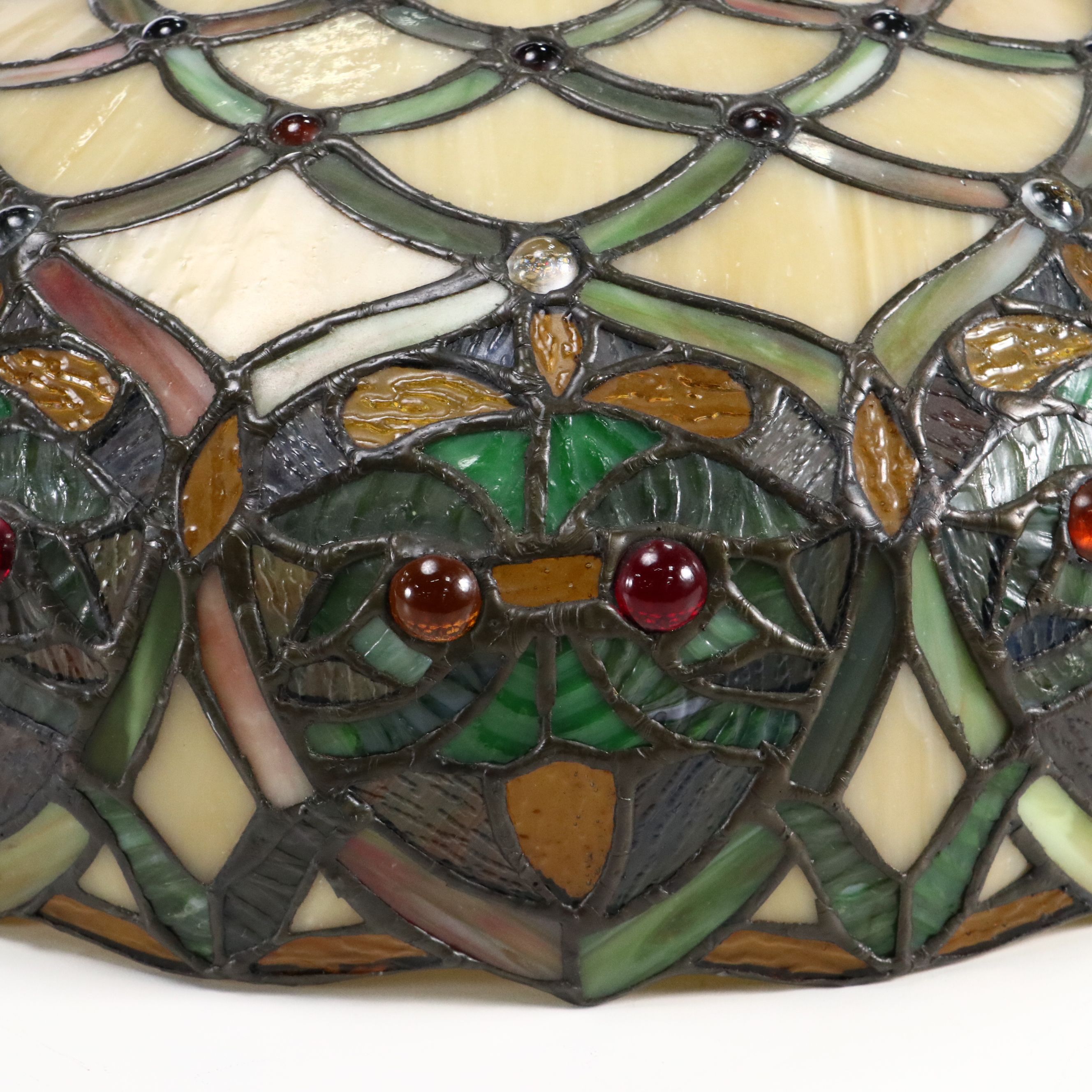 Victorian Style Bronzed Metal and Slag Glass Table Lamp, 21st Century