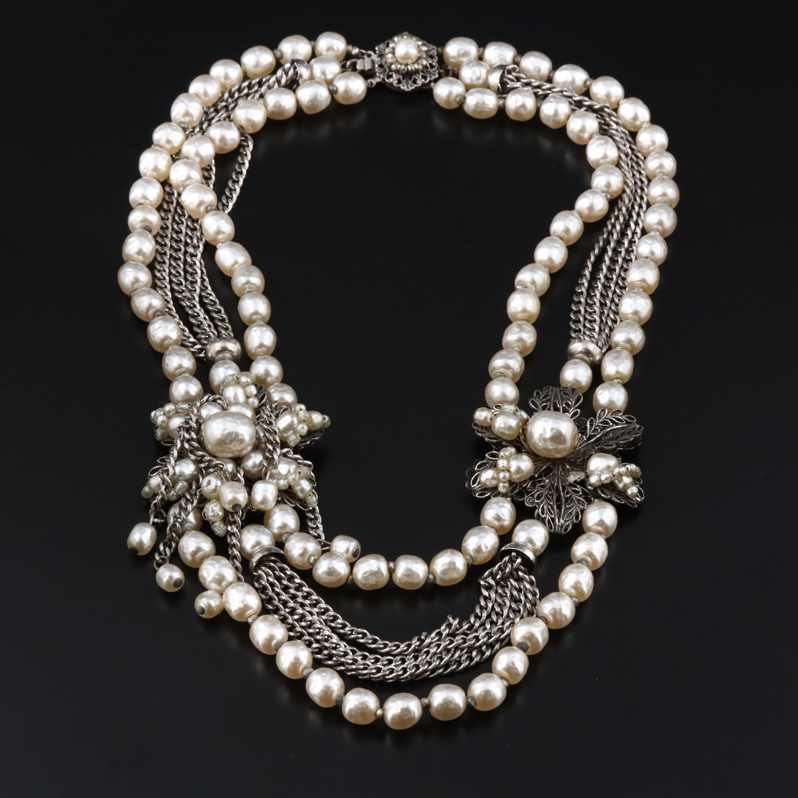 Vintage Miriam Haskell Faux Pearl Necklace