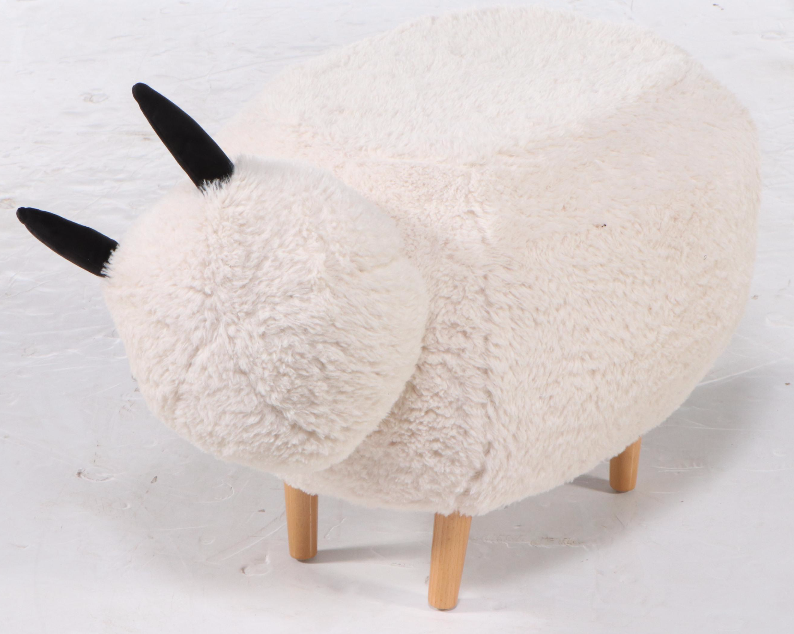 Noble House "Madison Velvet Sheep" Ottoman