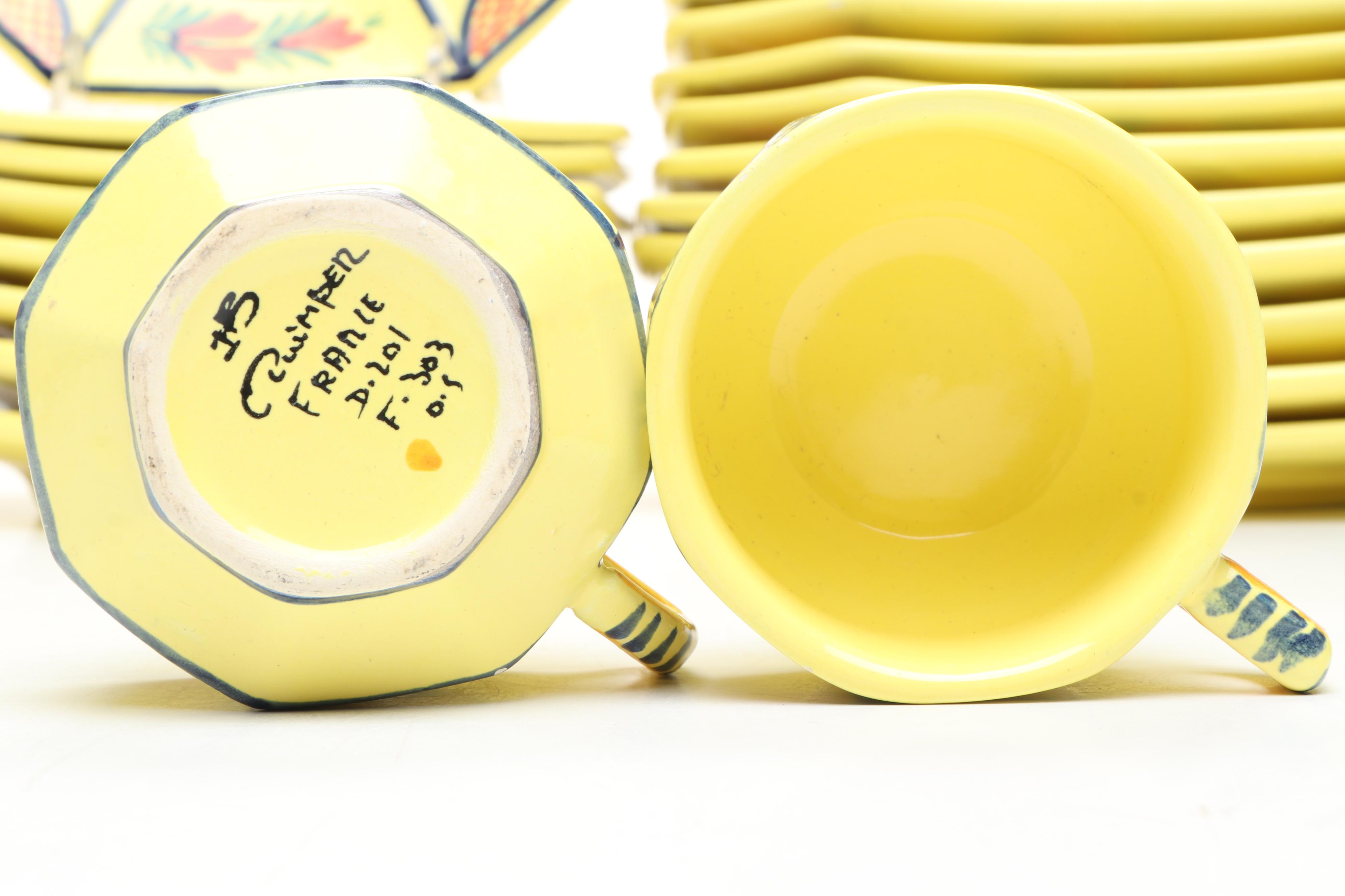 Henriot Quimper French Faience "Soleil Yellow" Dinnerware