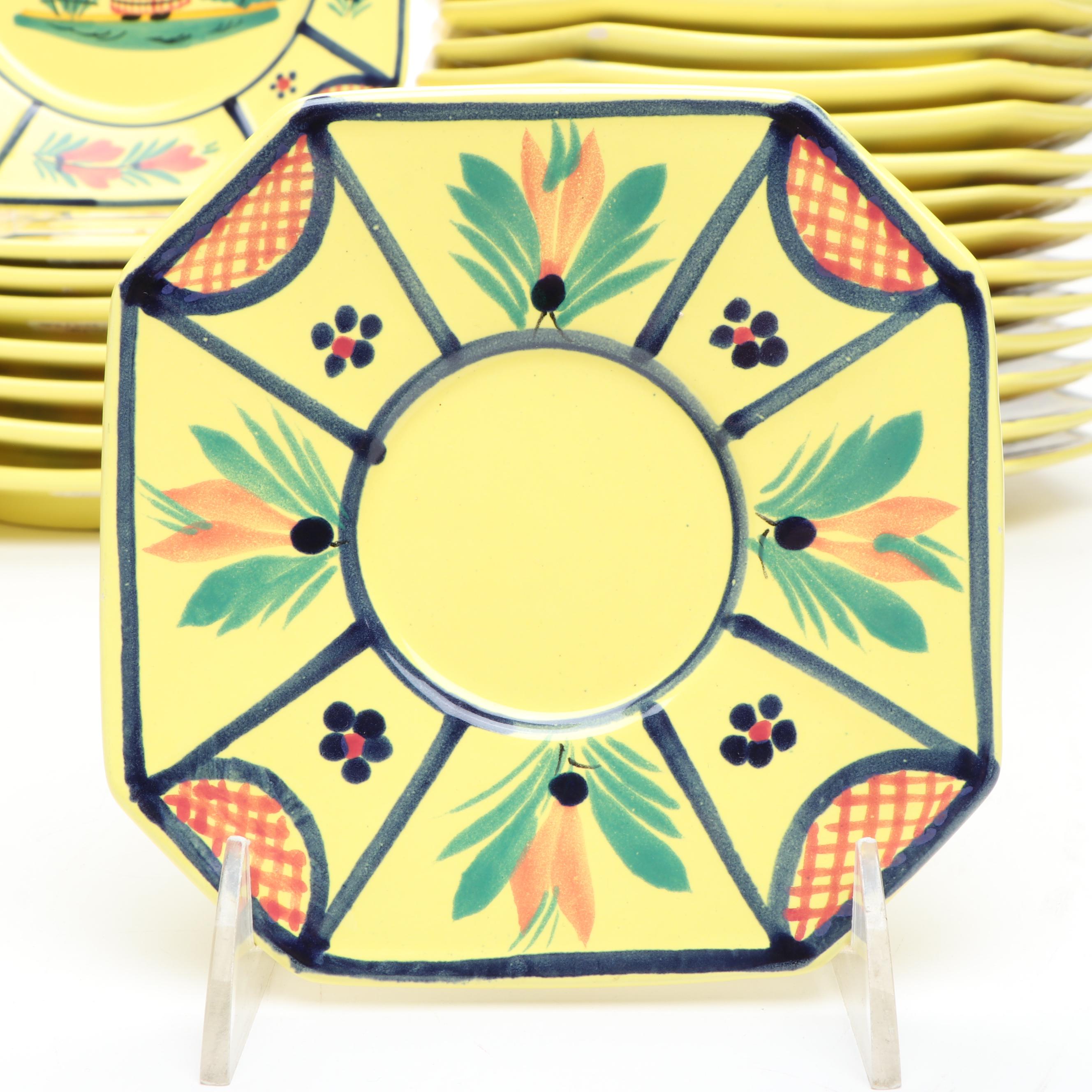 Henriot Quimper French Faience "Soleil Yellow" Dinnerware