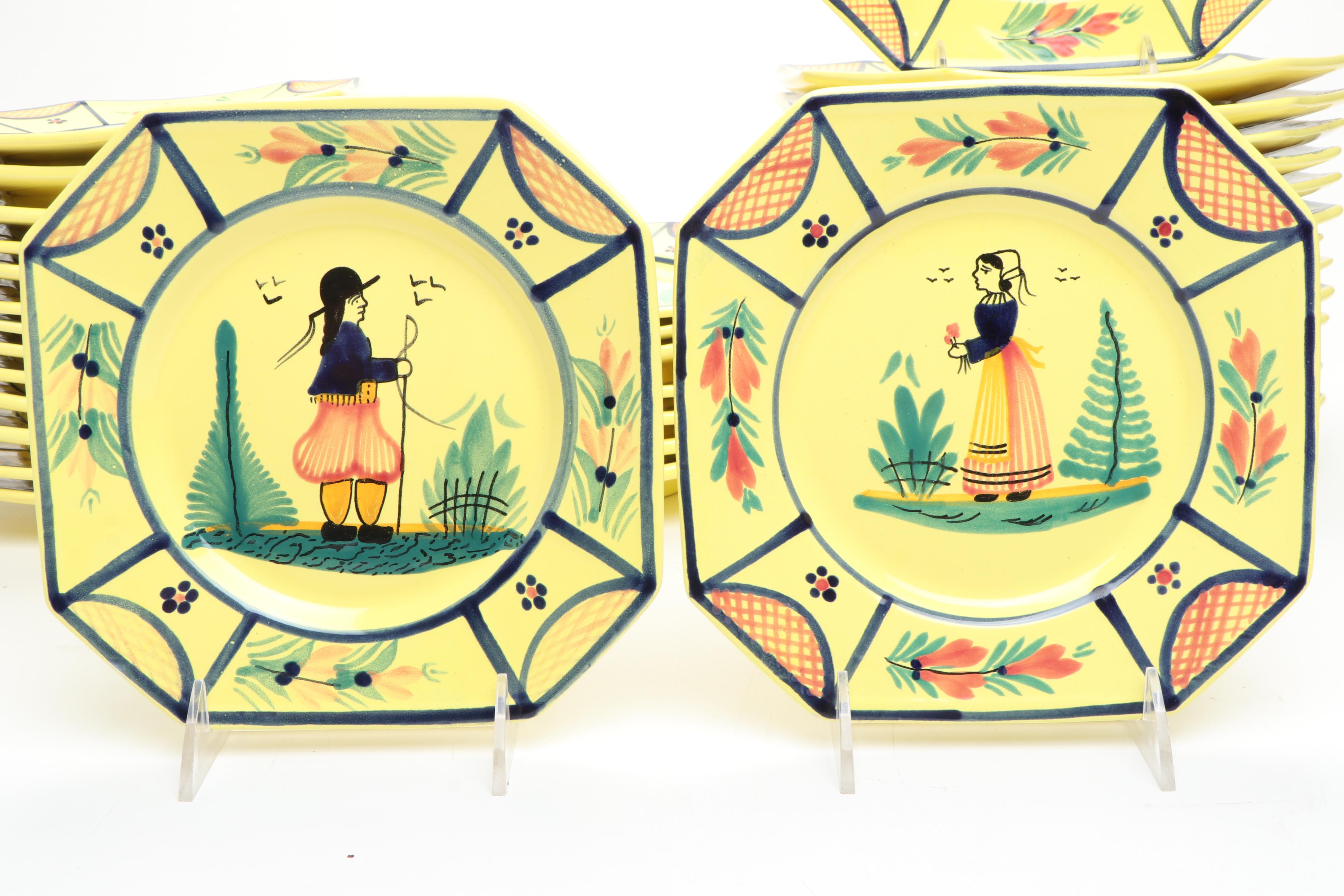 Henriot Quimper French Faience "Soleil Yellow" Dinnerware