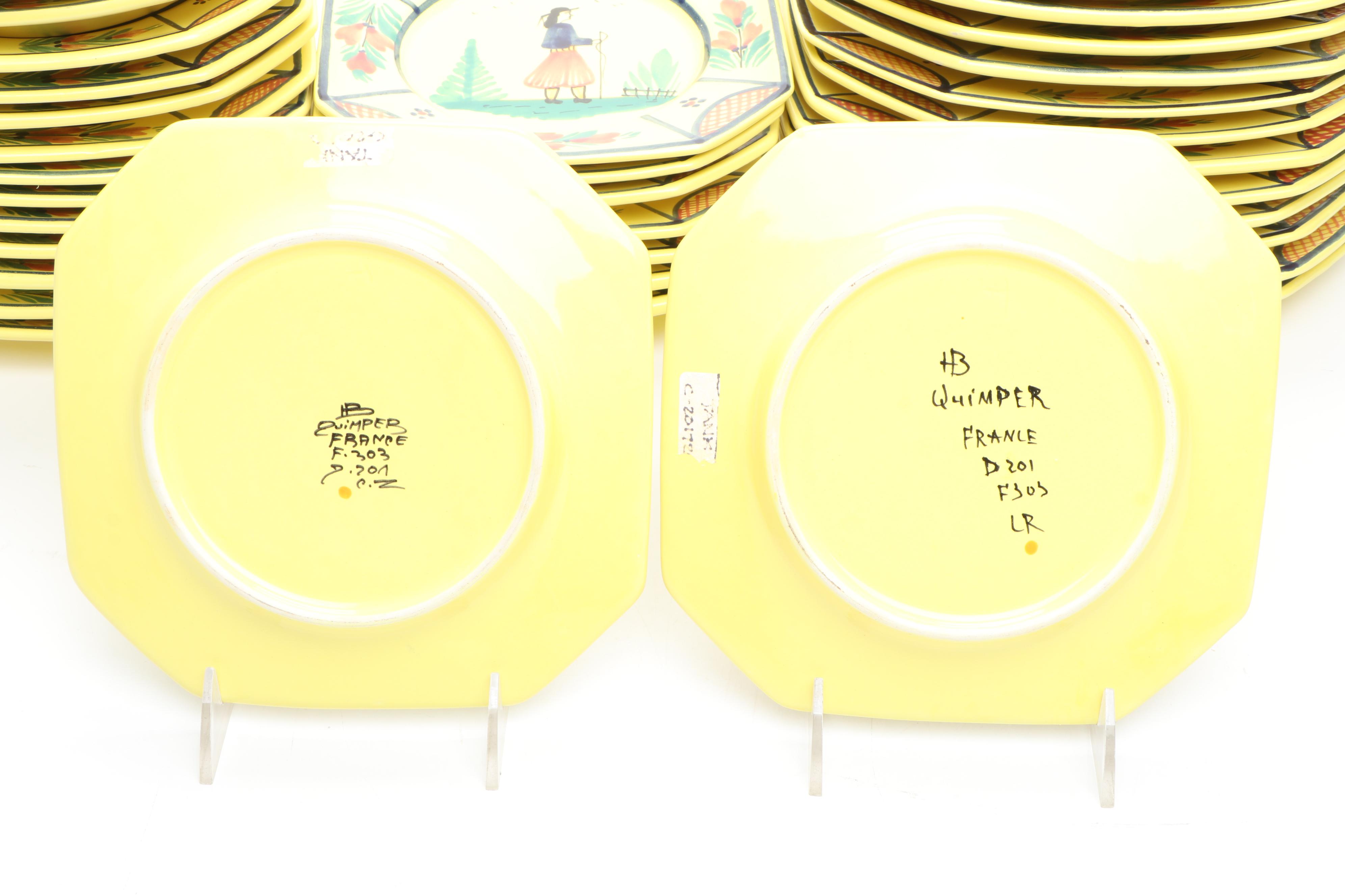 Henriot Quimper French Faience "Soleil Yellow" Dinnerware
