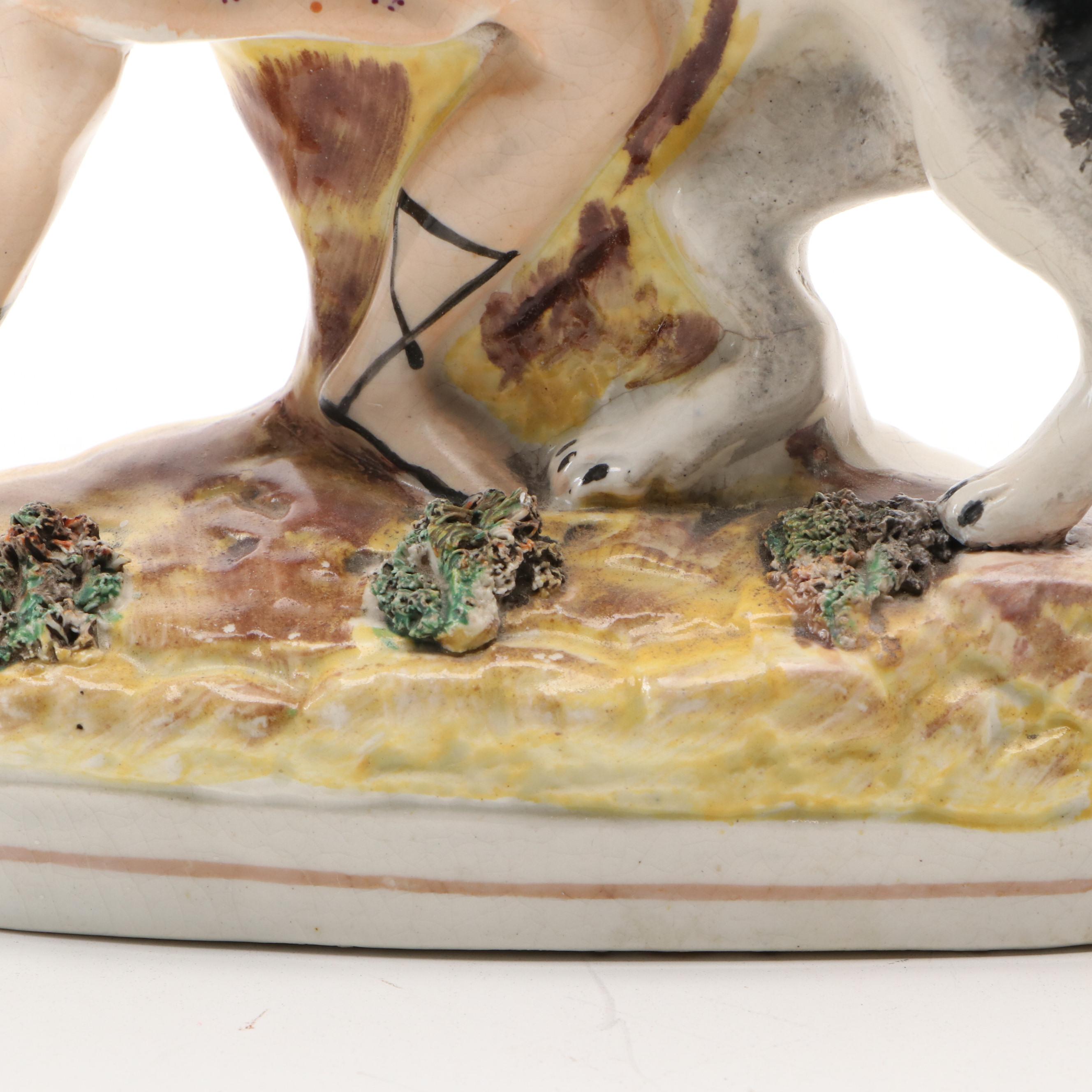 Staffordshire Samson and Lion Figurines, Mid to Late 19th Century