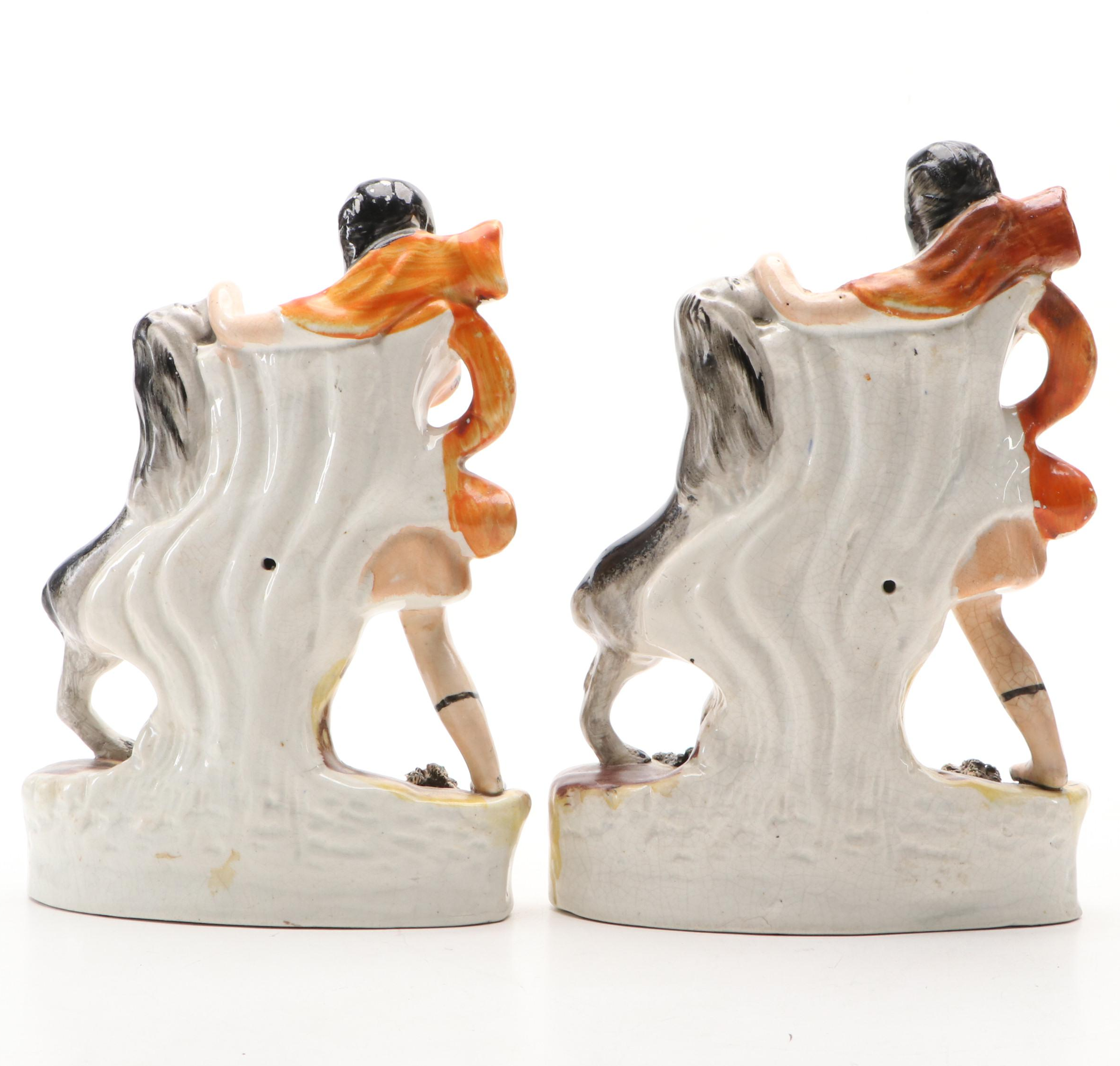 Staffordshire Samson and Lion Figurines, Mid to Late 19th Century