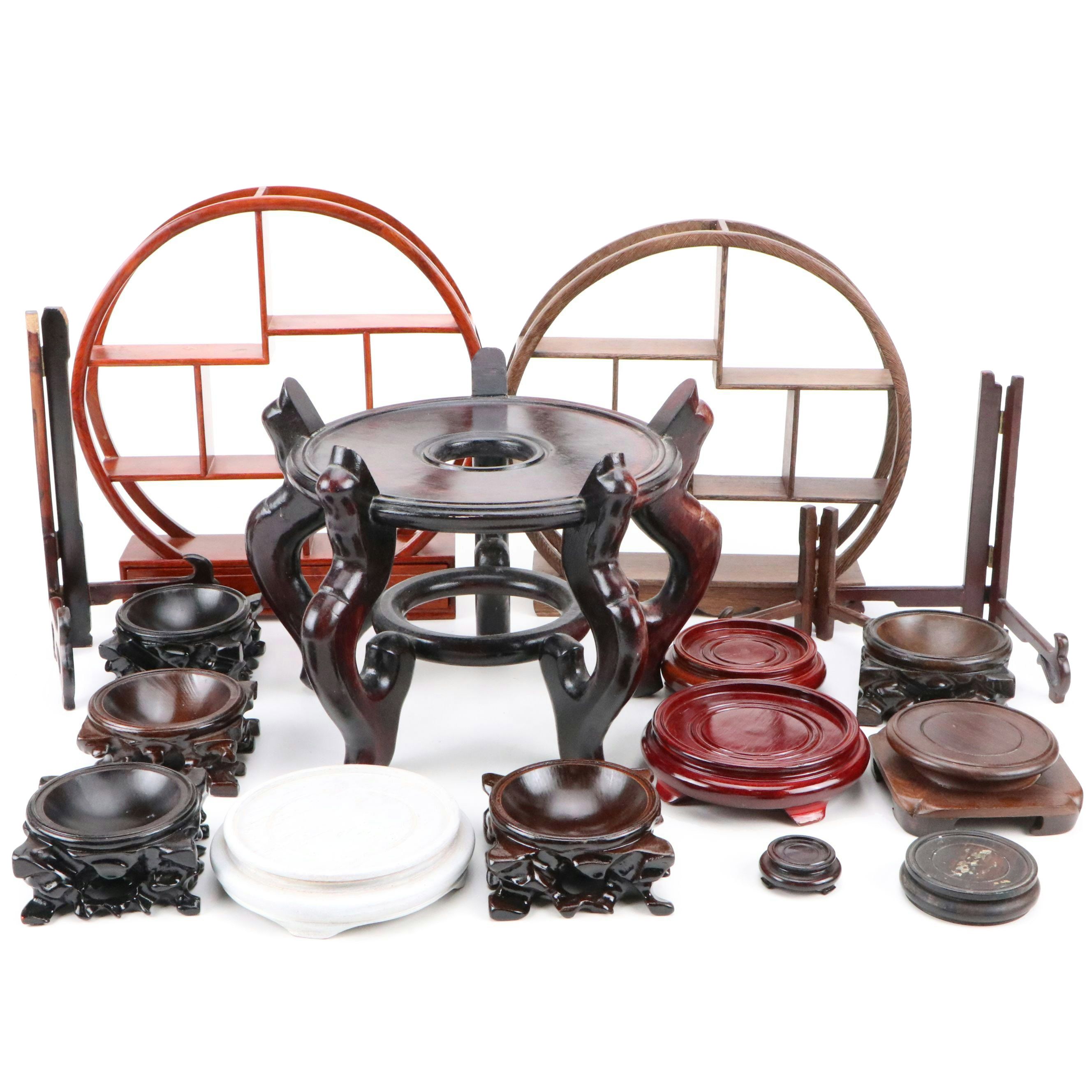 Chinese Carved Wood Stands and Shelves