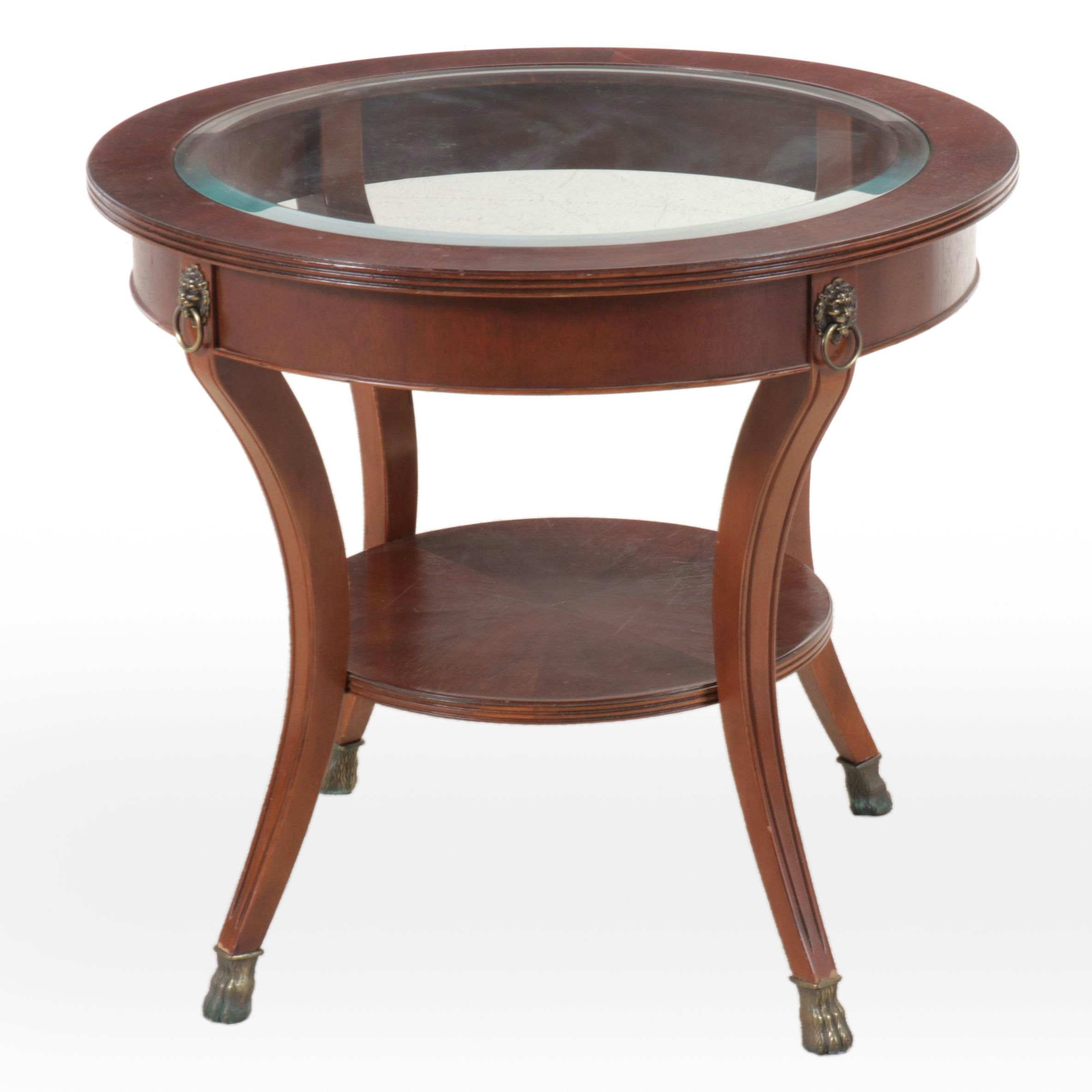 French Empire Style Glass-Top Center Table, Late 20th to 21st Century