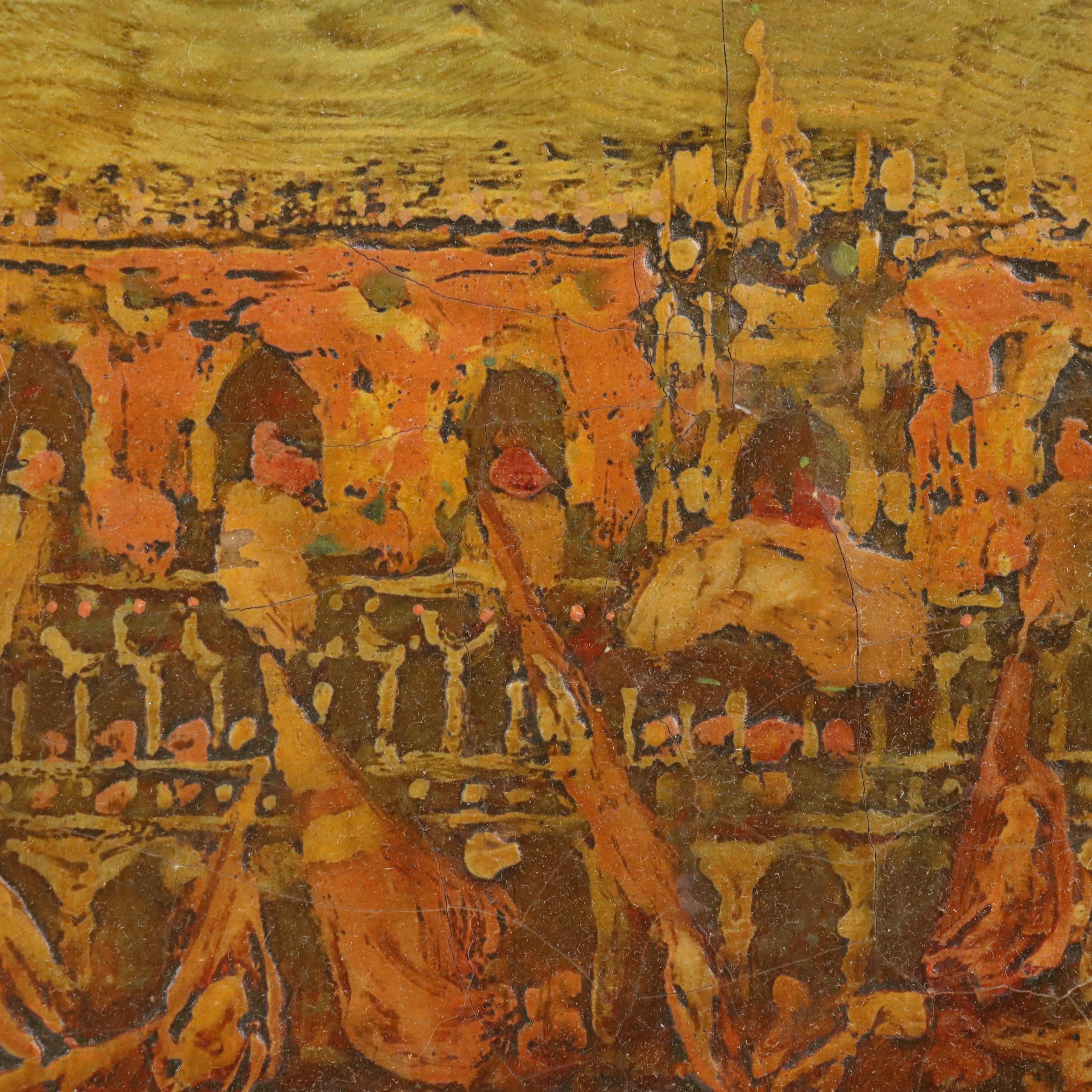 Venetian Canal Scene Mixed Media Painting