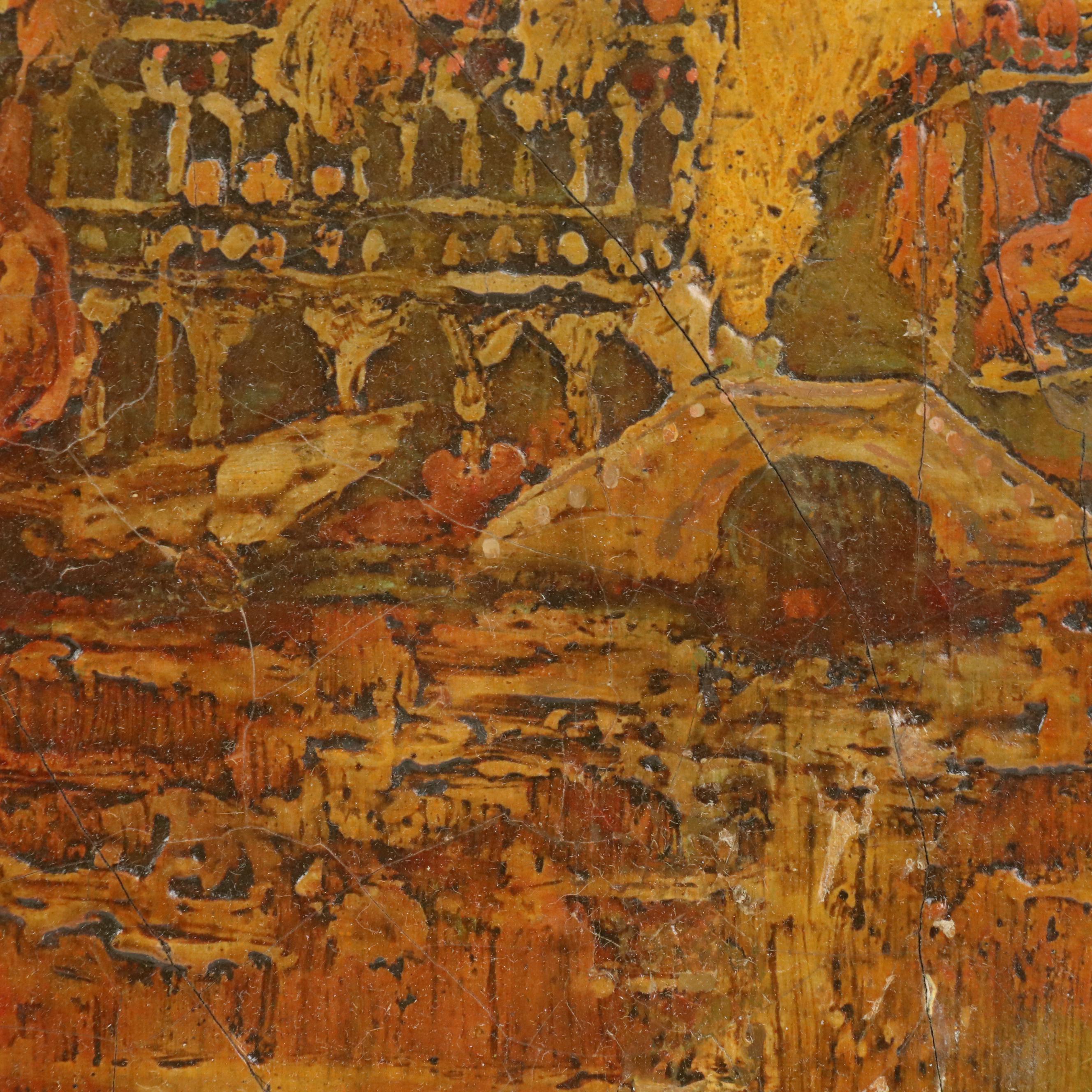 Venetian Canal Scene Mixed Media Painting