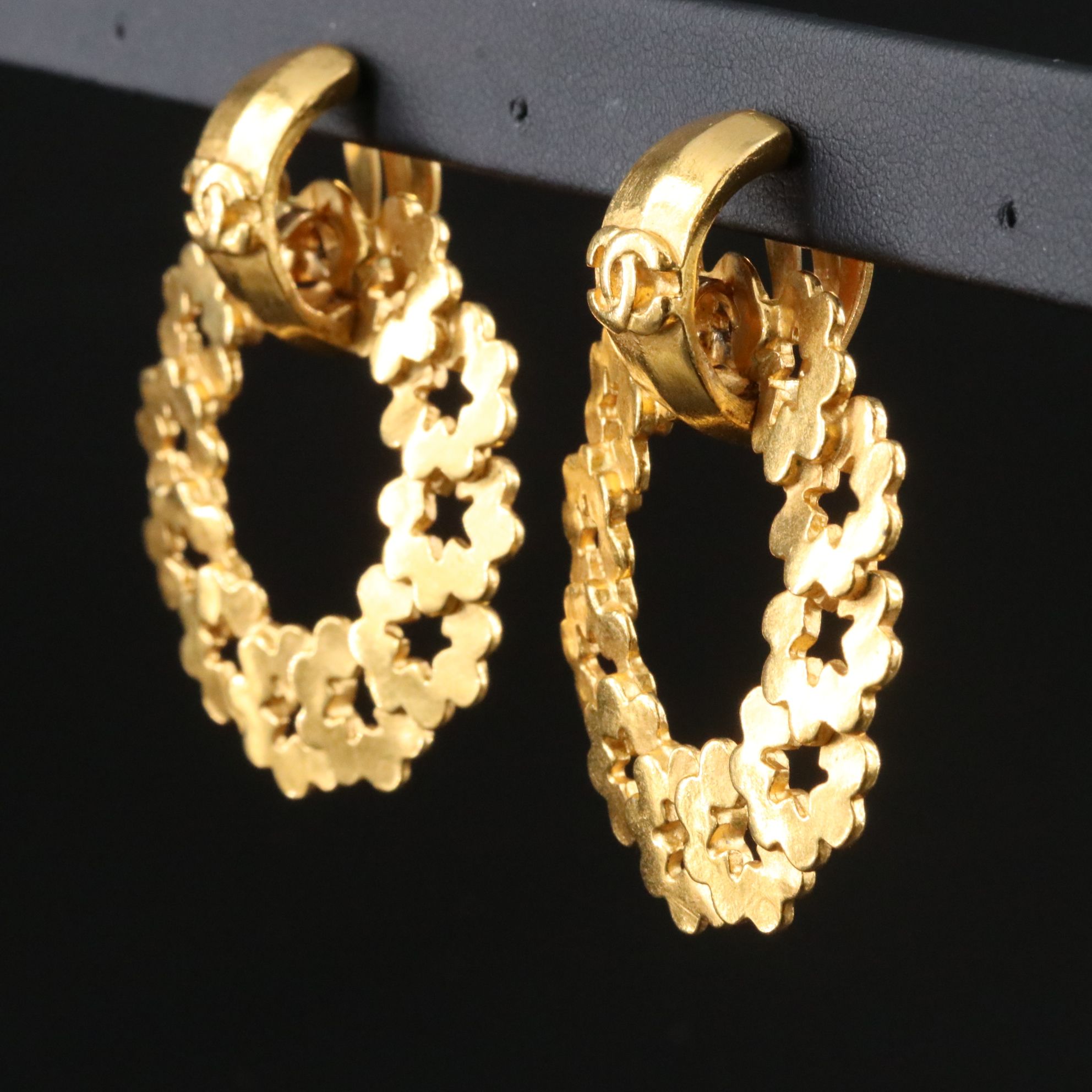 Chanel CC Convertible Clip Door Knocker Earrings