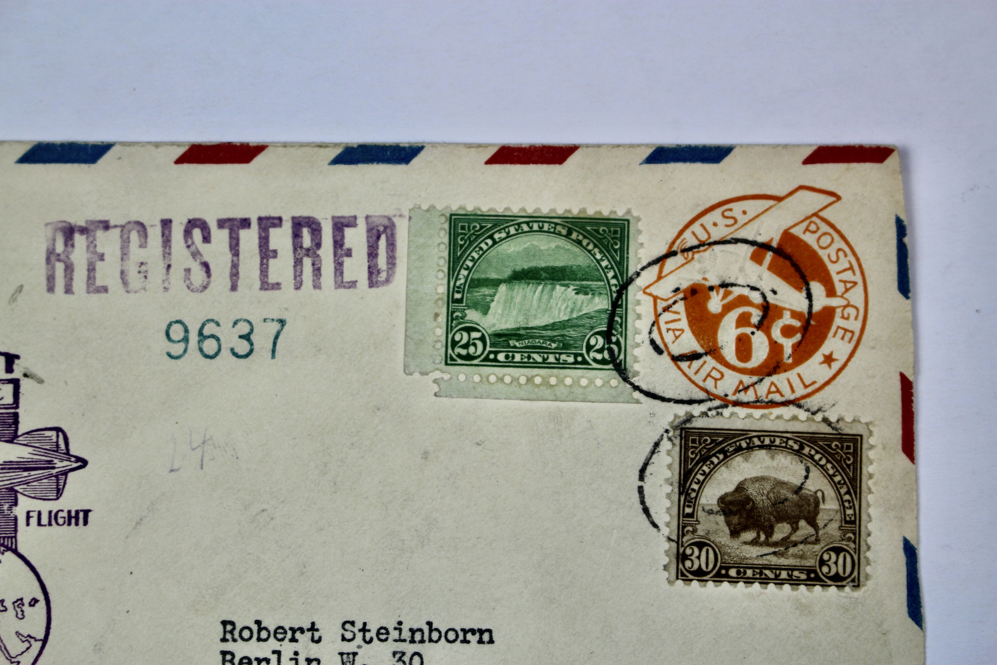 1936 Hindenburg Graf Zeppelin Postal Cover, Lakehurst to Germany