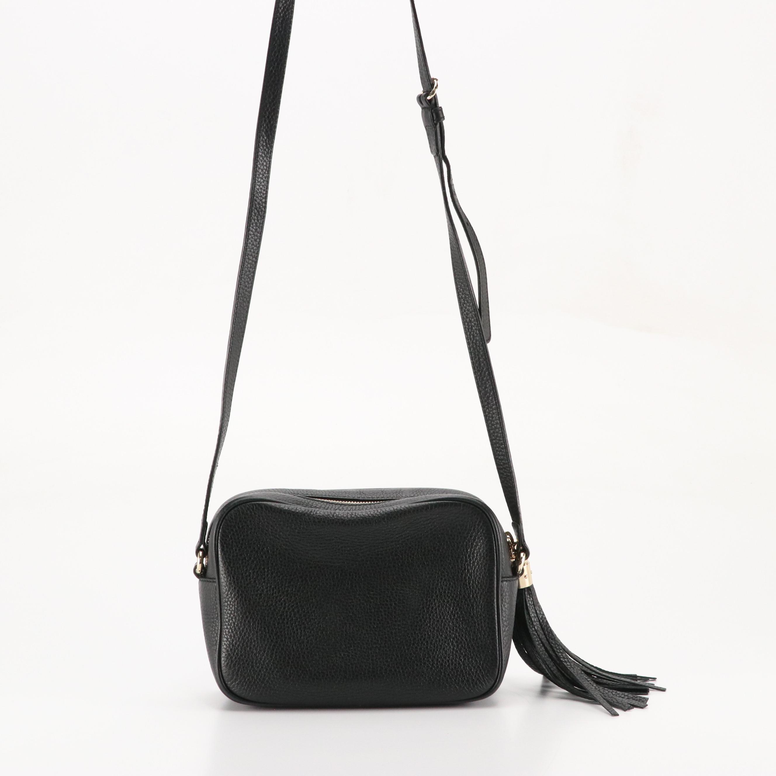Gucci Black Calfskin Grain Leather Soho Disco Crossbody Bag with Tassel Zip