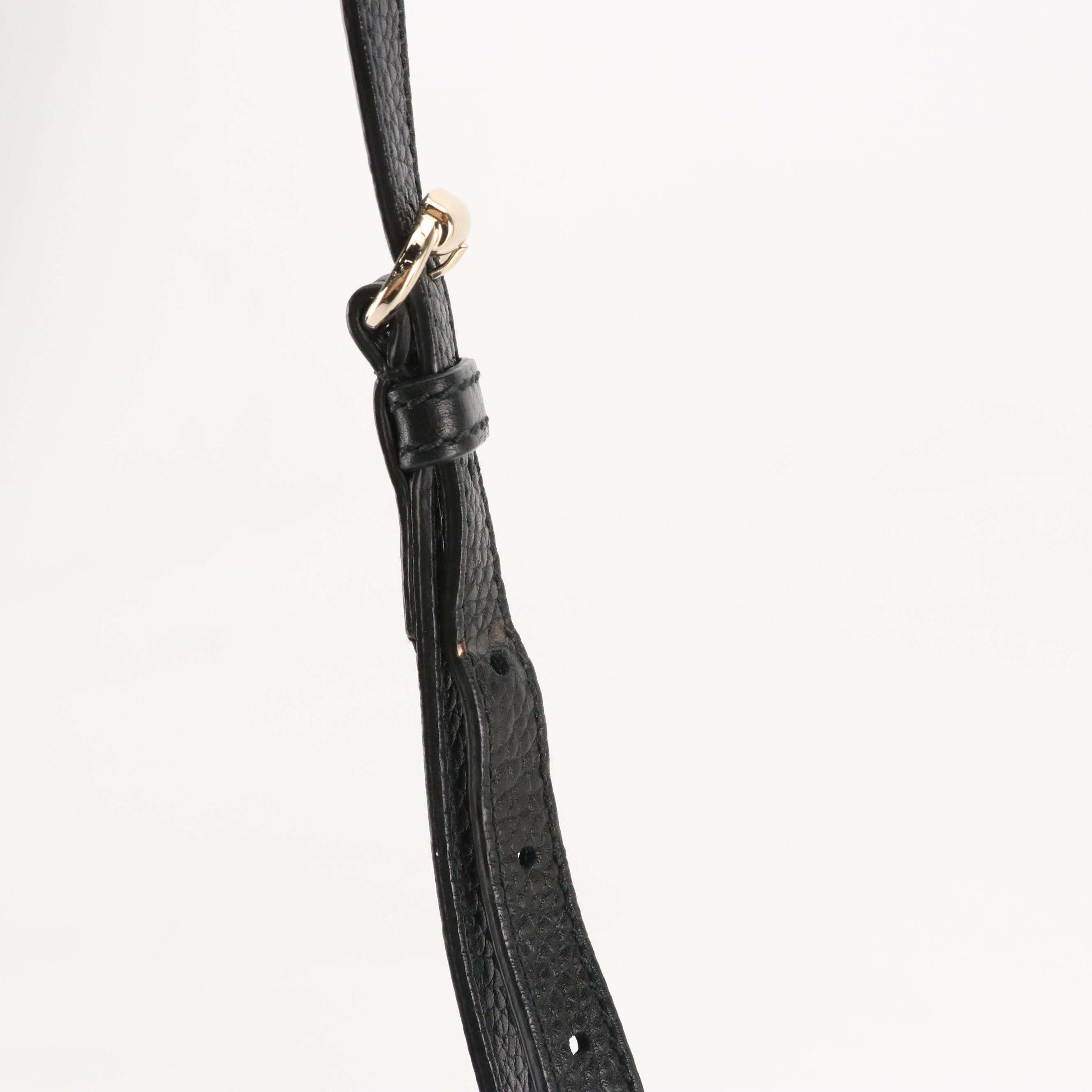 Gucci Black Calfskin Grain Leather Soho Disco Crossbody Bag with Tassel Zip