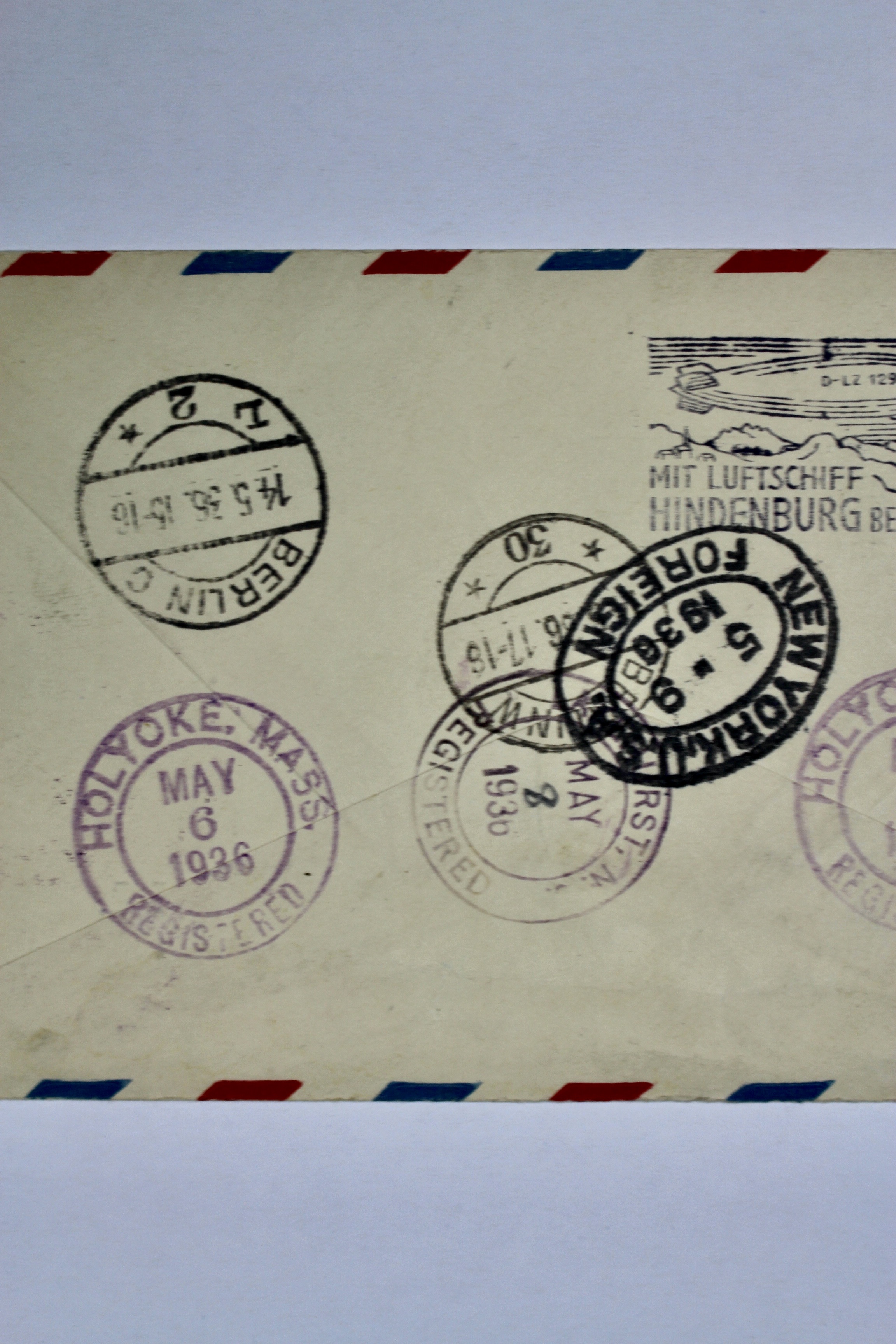 1936 Hindenburg Graf Zeppelin Postal Cover, Lakehurst to Germany